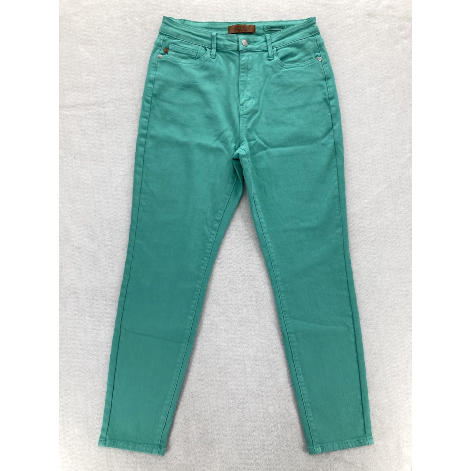 Vintage Judy Blue Jeans Womens 9/29 Green Garment Dyed Stretch Skinny Pants Preppy City Shirt? Size 29" - 2 Thumbnail