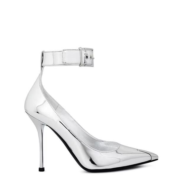 o1g2r1mq0824 Metallic Heels in Silver
