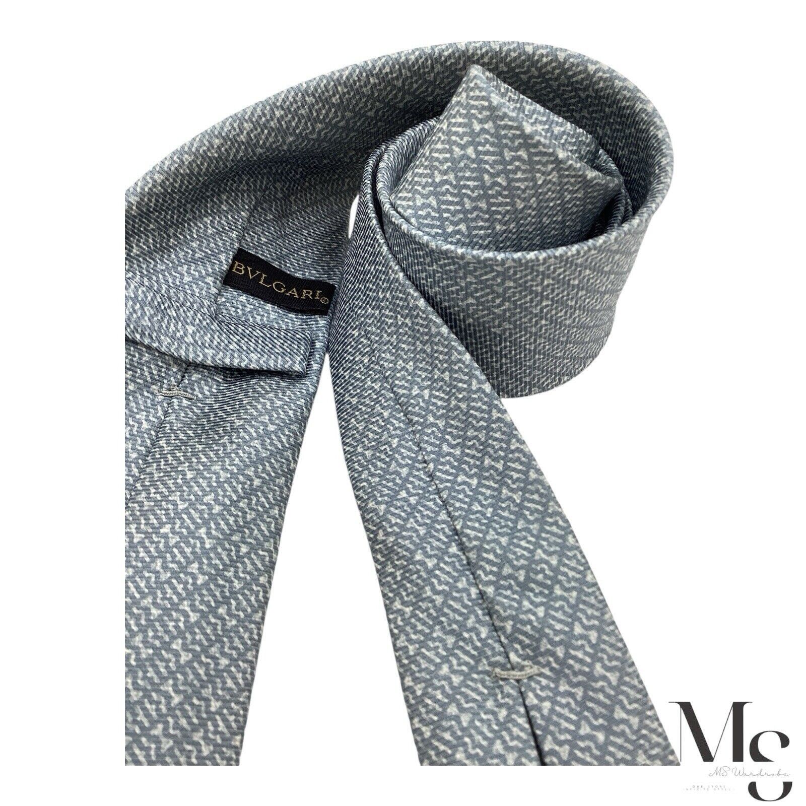 Bvlgari BVLGARI SEVENFOLD Gray Geometric Silk Tie Made In Italy W:3" Size ONE SIZE - 5 Thumbnail