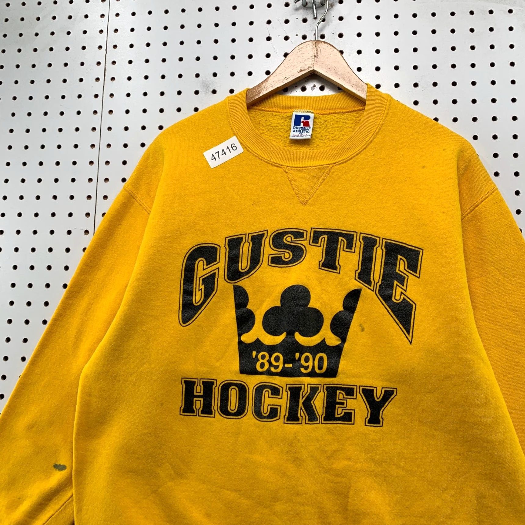 Russell Athletic VINTAGE Gustie Hockey Sweatshirt Mens XL Yellow 1989 1990 Fleece USA Sweatshirt Size US XL / EU 56 / 4 - 5 Thumbnail