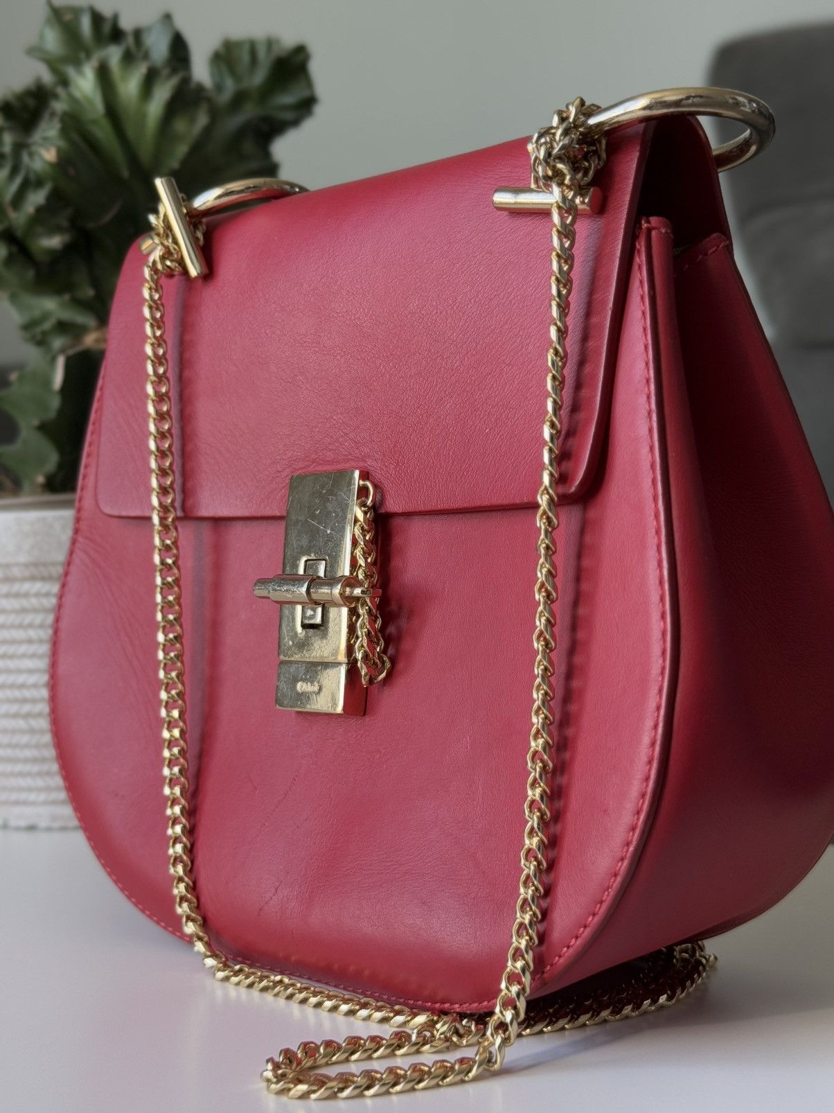 Chloe Chloe Leather Drew Bag Red Size ONE SIZE - 6 Thumbnail