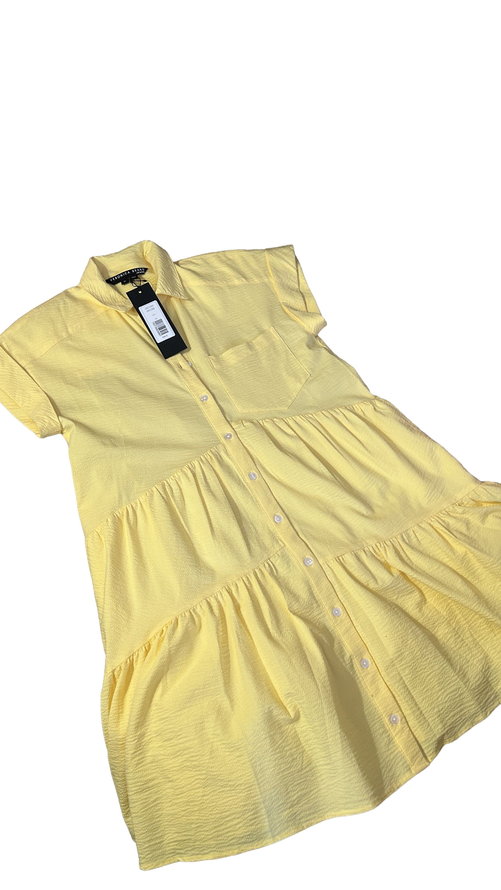 Veronica Beard Yellow Harris Dress Women’s Midi Shirt Dress Belted Cotton Size XS / US 0-2 / IT 36-38 - 1 Thumbnail