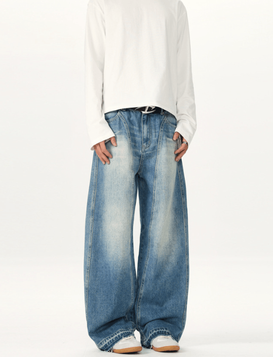 Japanese Brand × Jean American washed vintage wide leg scimitar baggy jeans Size US 32 / EU 48 - 3 Thumbnail