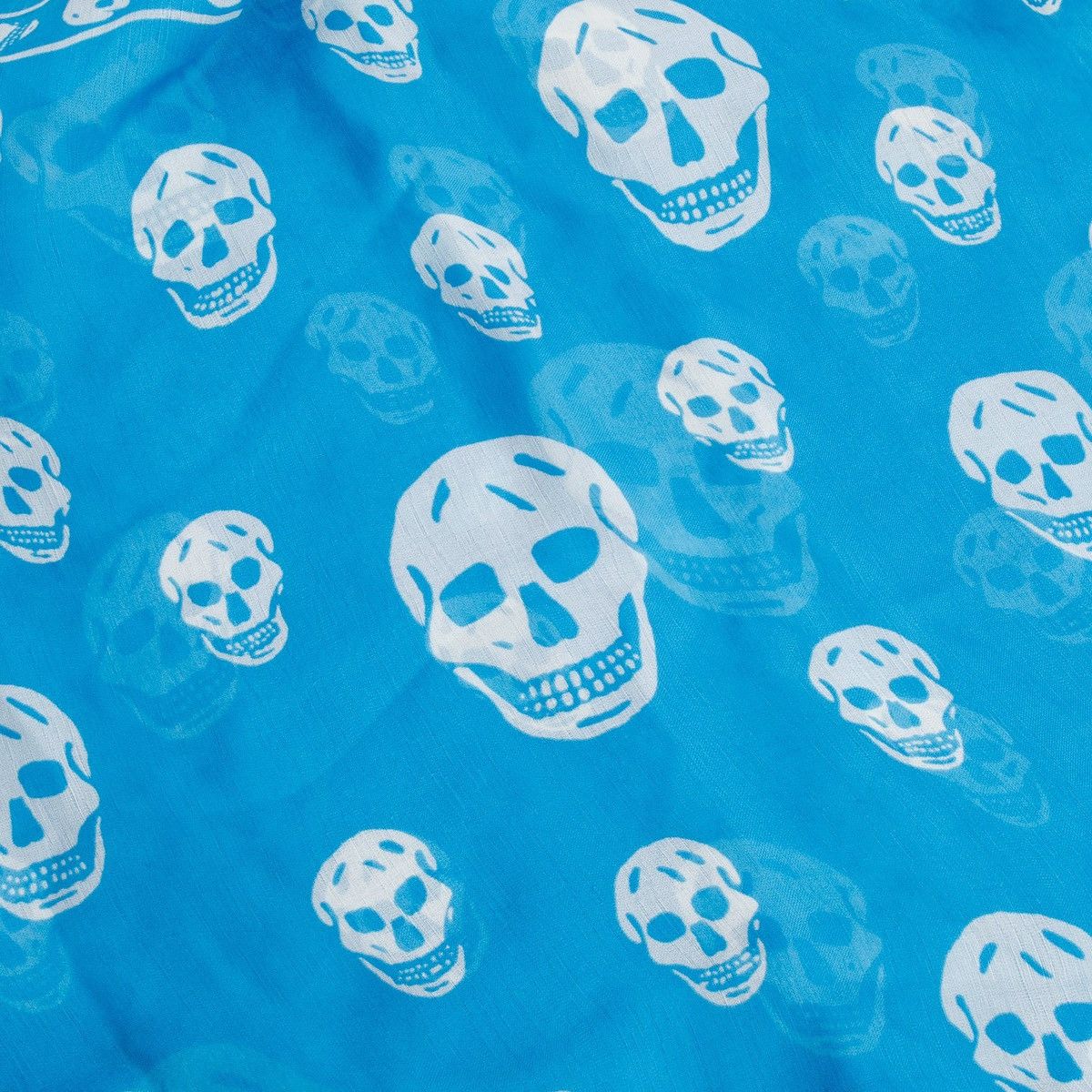 Alexander McQueen ALEXANDER MCQUEEN Blue/White Skull Printed Silk Scarf Size ONE SIZE - 3 Thumbnail