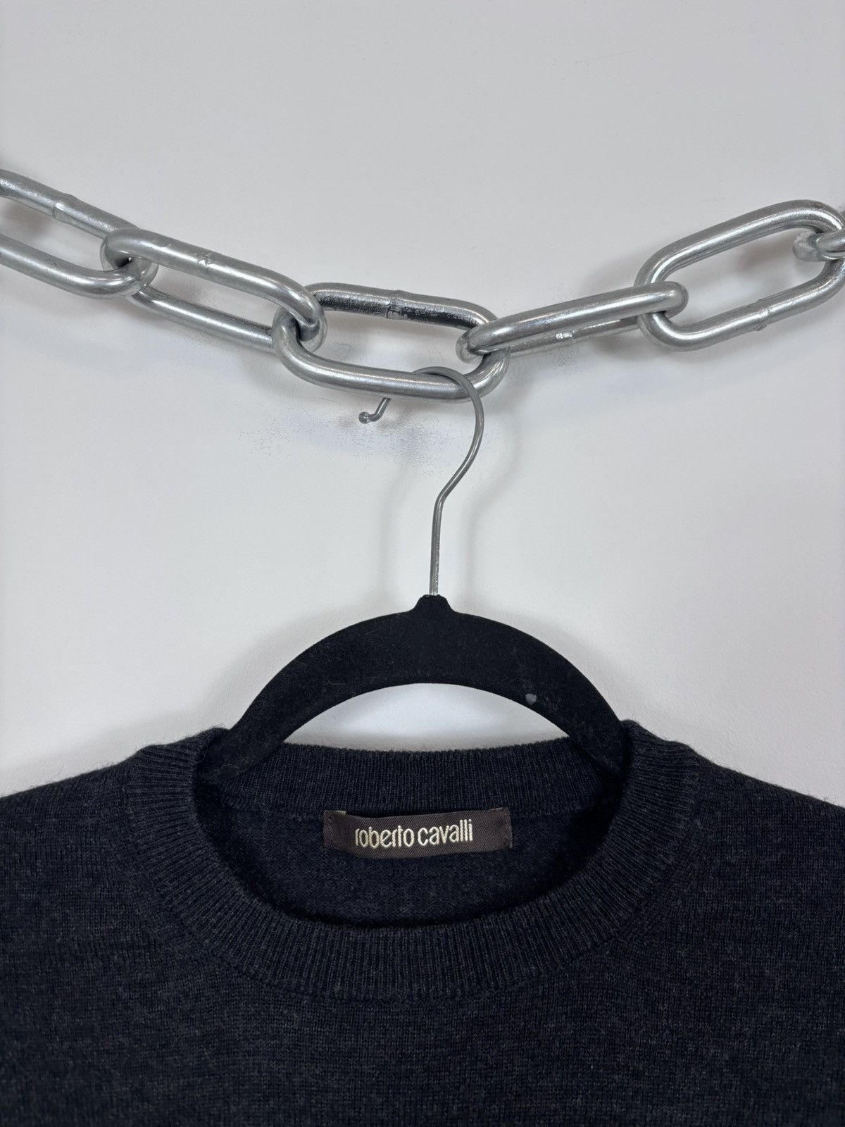 Roberto Cavalli Roberto Cavalli Men’s Dark Grey/Black Acrylic Wool Sweater Size US L / EU 52-54 / 3 - 5 Thumbnail