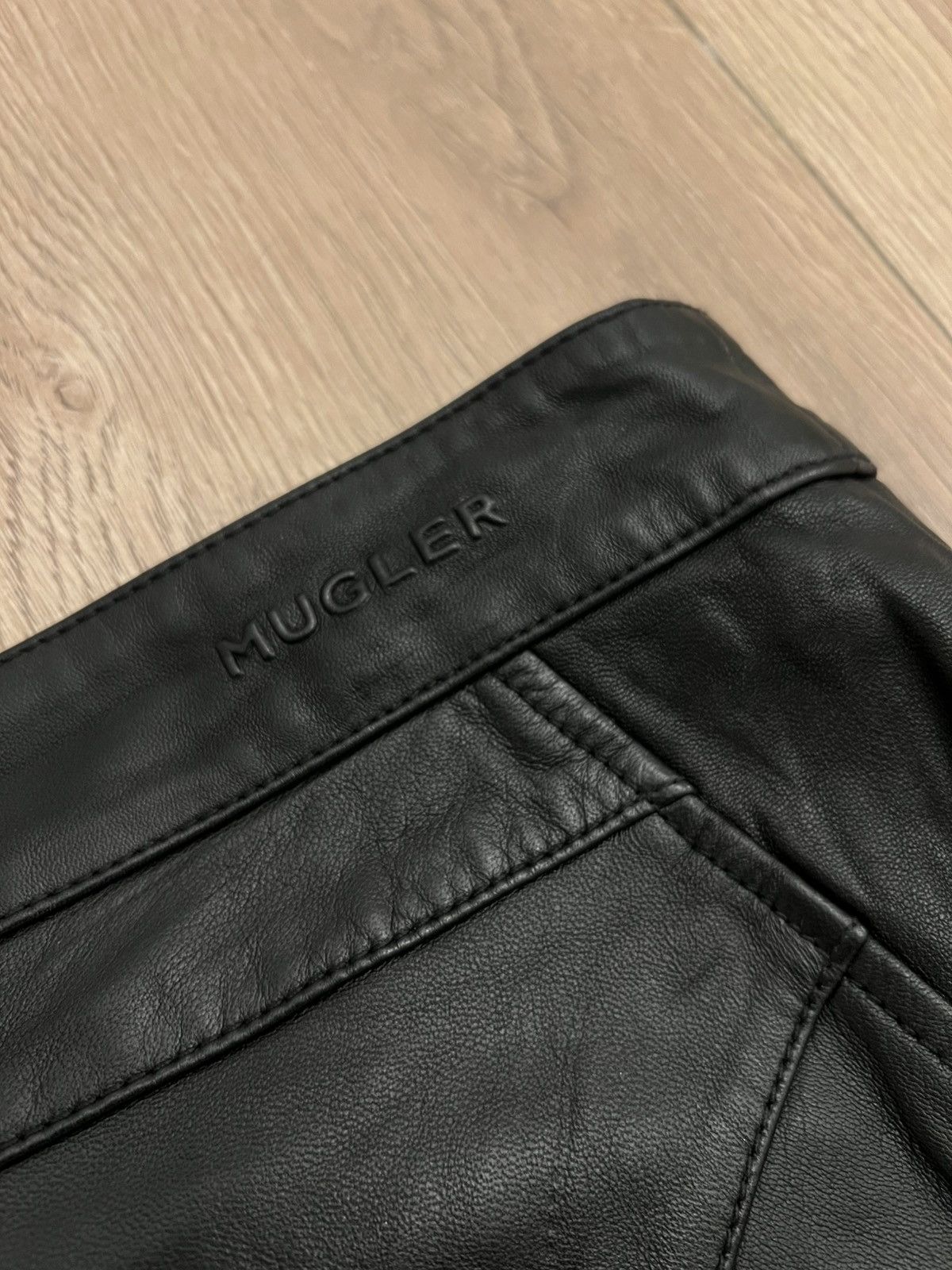 H&M × Mugler Exclusive Mugler x H&M Black Leather Panelled Trousers Size US 40 / EU 56 - 5 Thumbnail