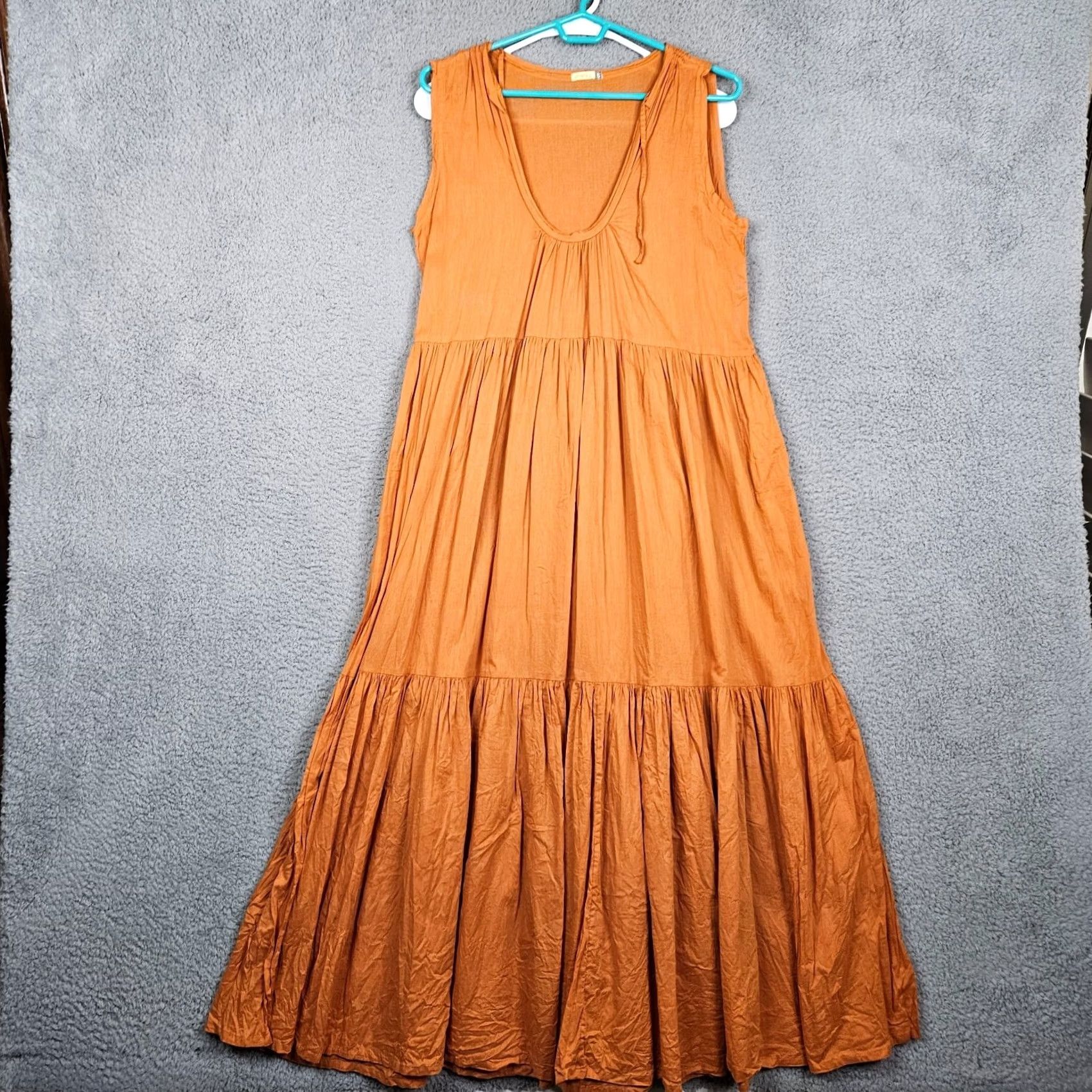 Vintage Matta Women's V-Neck Maxi Sleeveless Circe Dress S Orange Solid Dress Maxi Women's S Orange Circe 90s? Size S / US 4 / IT 40 - 2 Thumbnail