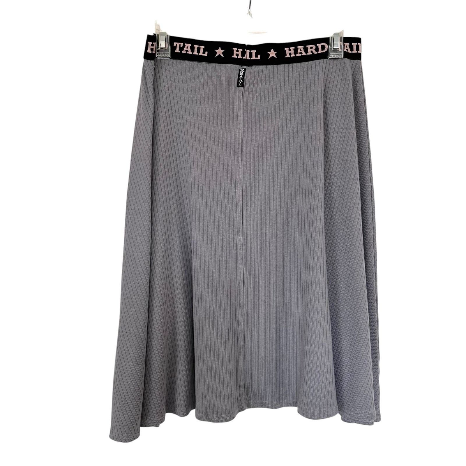 Hard Tail Hard Tail Gray Ribbed Jersey A-Line Elastic Waist Midi Skirt Size 28" / US 6 / IT 42 - 2 Thumbnail
