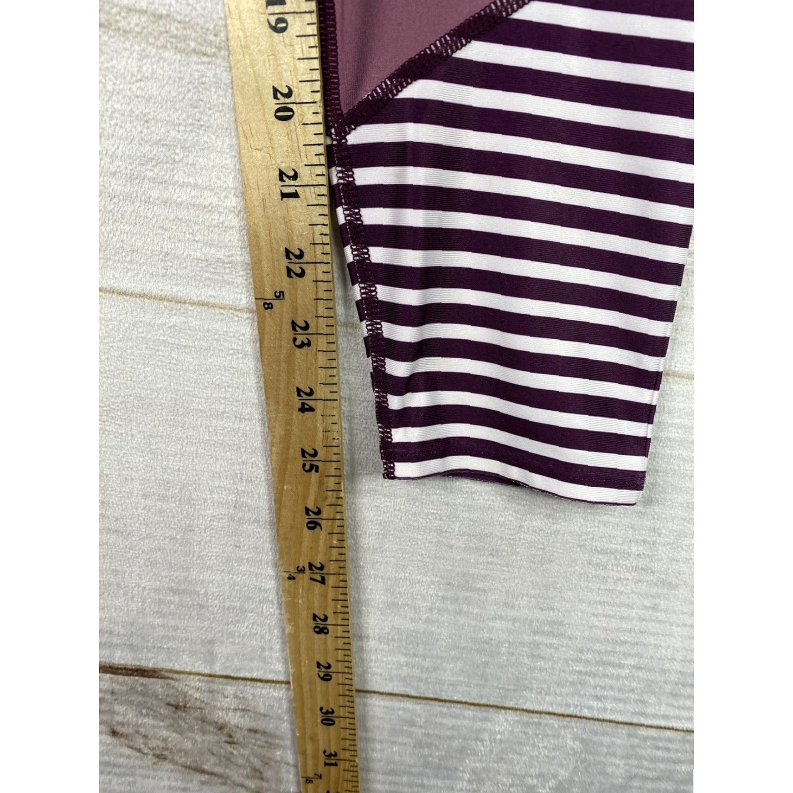 Vintage VINTAGE Joy Lab Leggings Womens M Purple Striped Gym Workout Pants Pocket Stretch Size 32" / US 10 / IT 46 - 5 Thumbnail