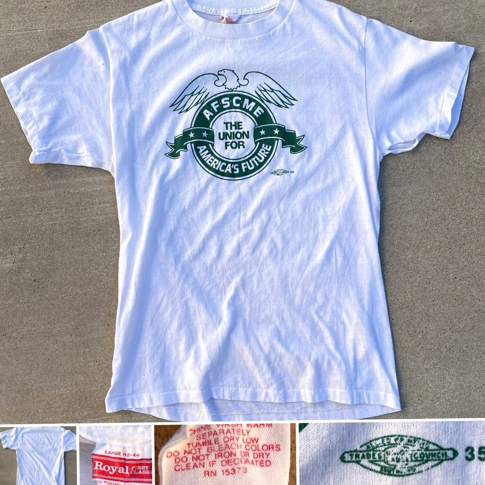 Vintage VINTAGE AFSCME Union T Shirt Royal First Class USA Eagle Graphic L Size US L / EU 52-54 / 3 - 2 Thumbnail
