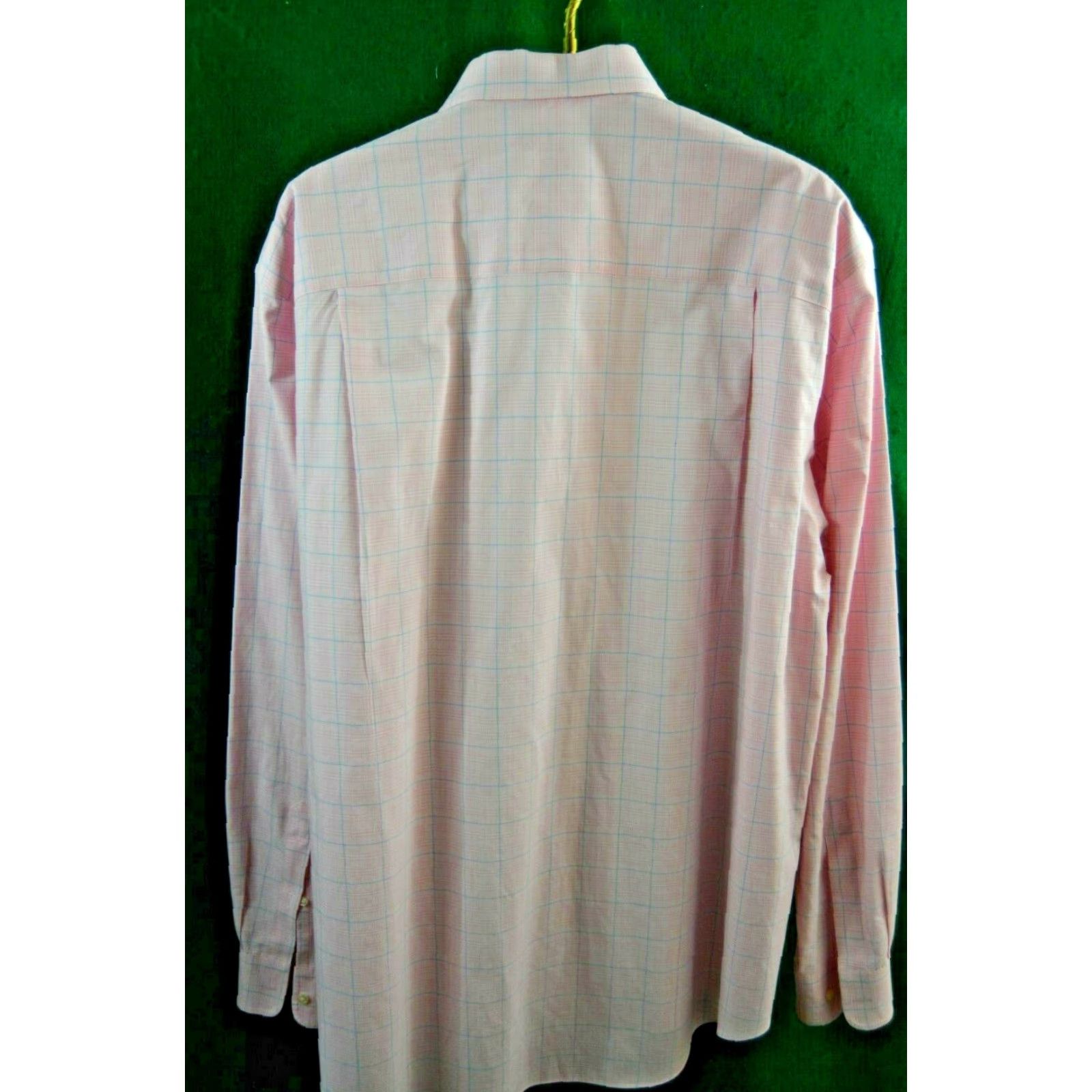 Pinko Harold Powell Dress Shirt Men Pink Plaid 17 1/2 36-37 100% Cotton Regular Long Sleeve Button Closure Barrel Cuff N/A Size 48R - 2 Thumbnail
