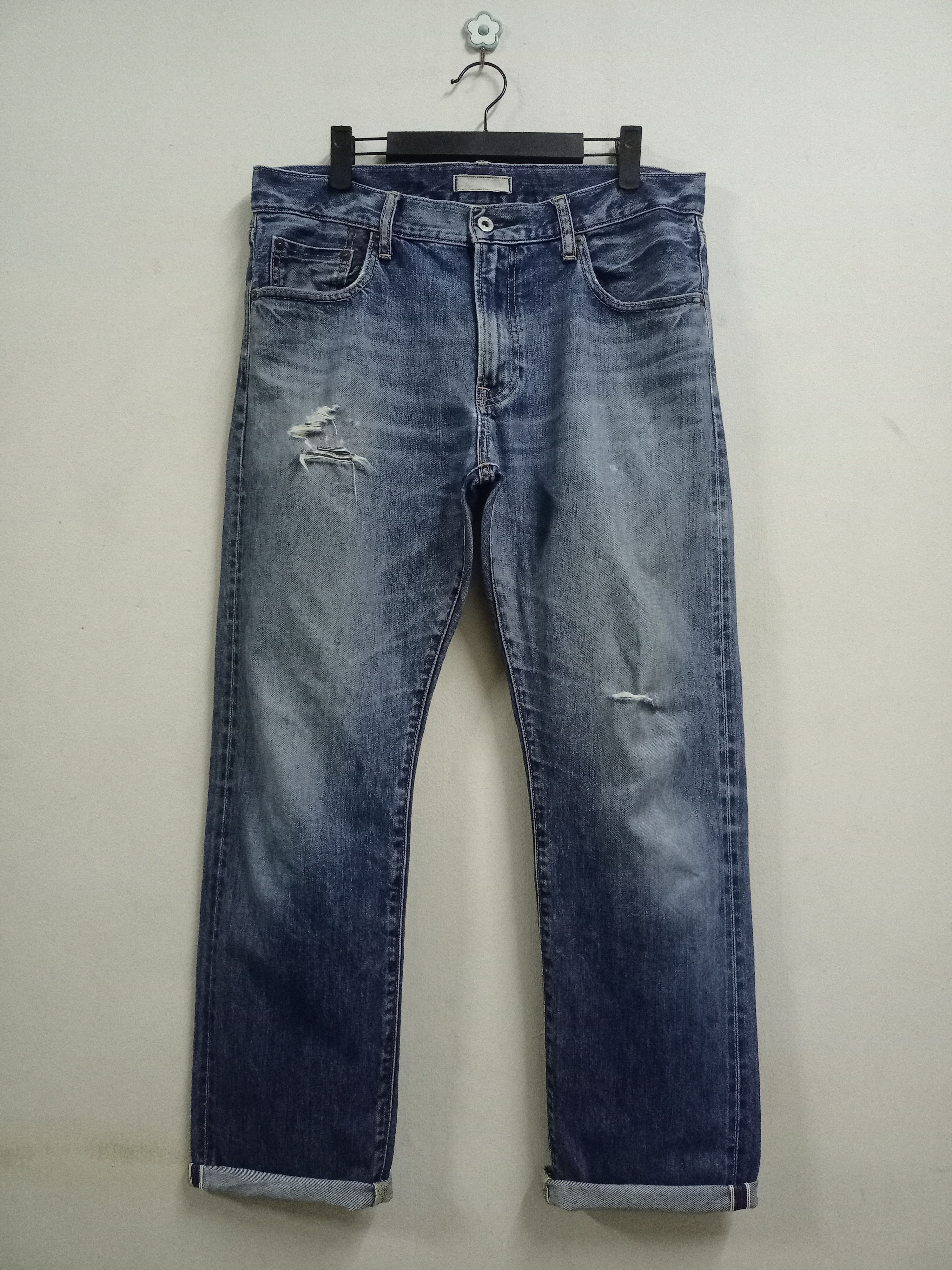 Japanese Brand × Uniqlo Vintage Japanese Uniqlo Blue Wash Baggy Selvedge Jeans Size US 35 - 1 Thumbnail