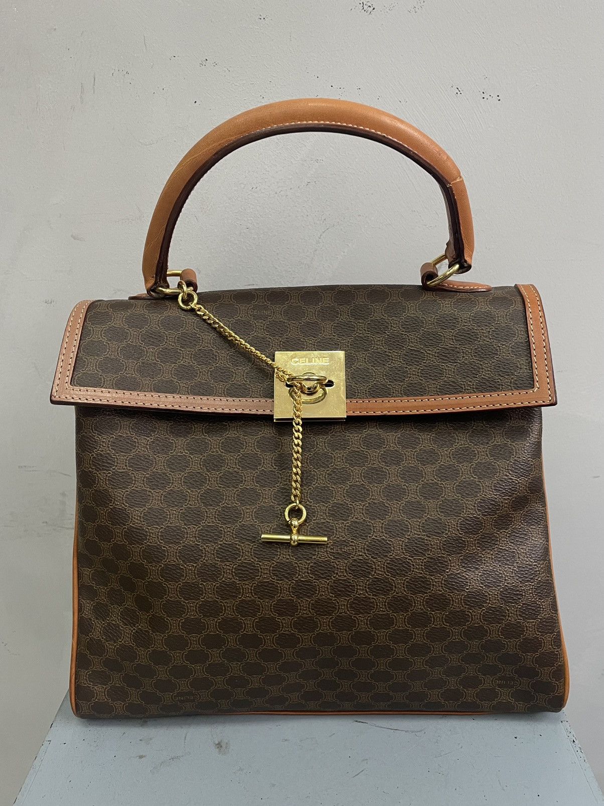 Celine Celine brown handle bag vintage luxury monogram Size ONE SIZE - 2 Thumbnail