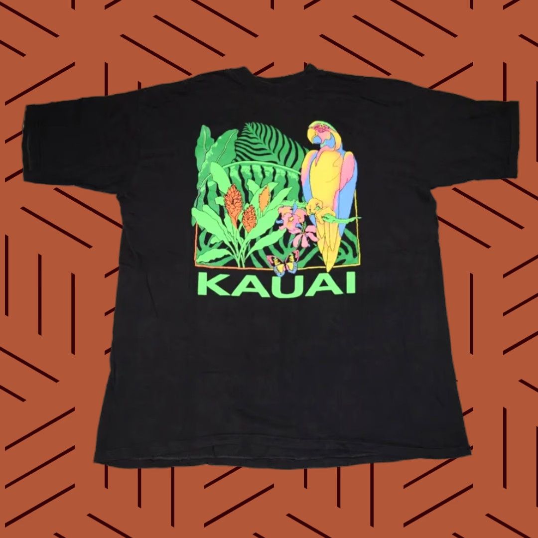 Vintage VINTAGE Poly Tees Hawaii T Shirt Unisex 3XL Black Graphic Tee 1990s Hawaii Neon Kauai Mens Womens Size US XXL / EU 58 / 5 - 1 Thumbnail