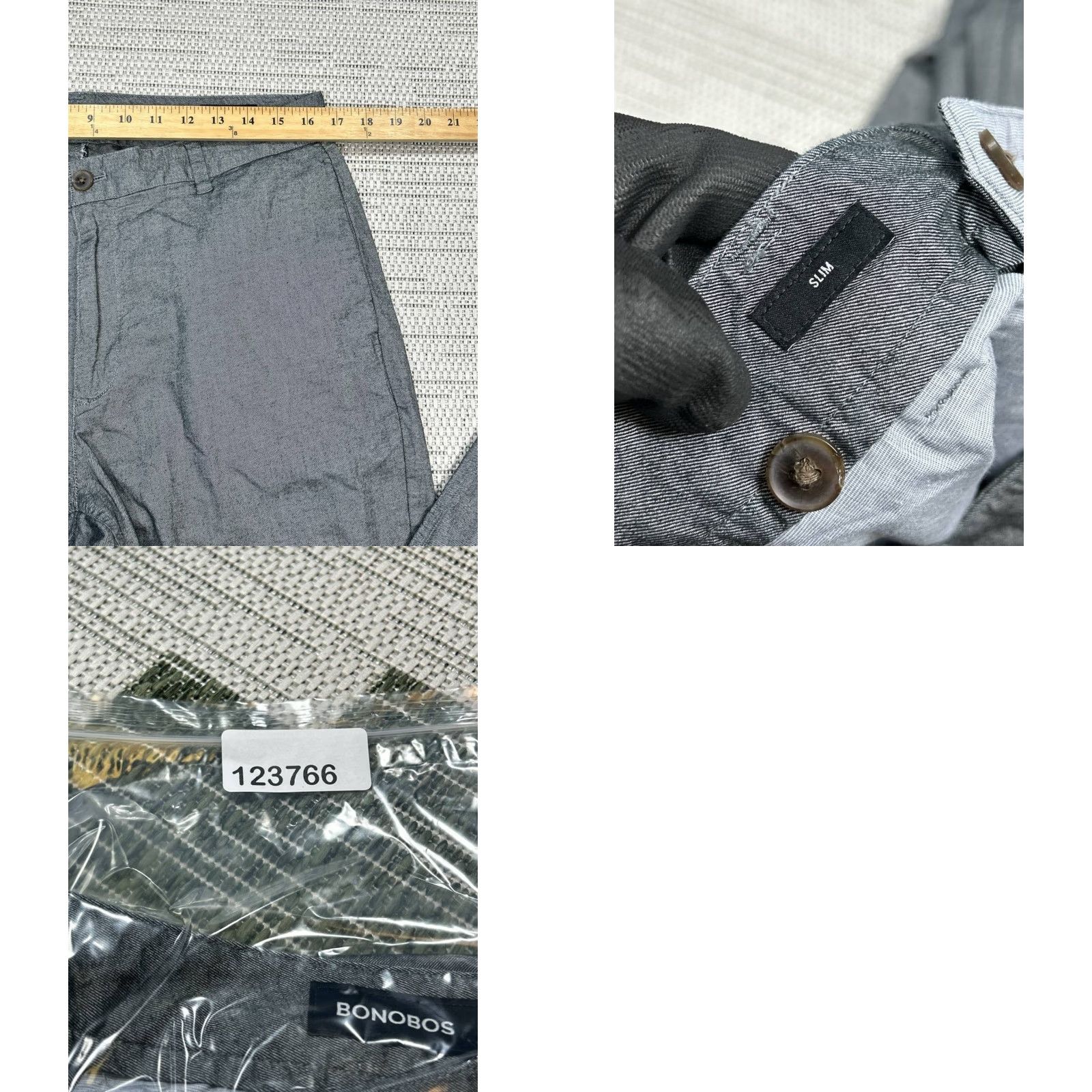 Bonobos Bonobos Slim Chino Pants Mens 34x30 Gray Heathered Cotton Spandex Straight Leg Casual Business Men Size US 34 / EU 50 - 8 Thumbnail