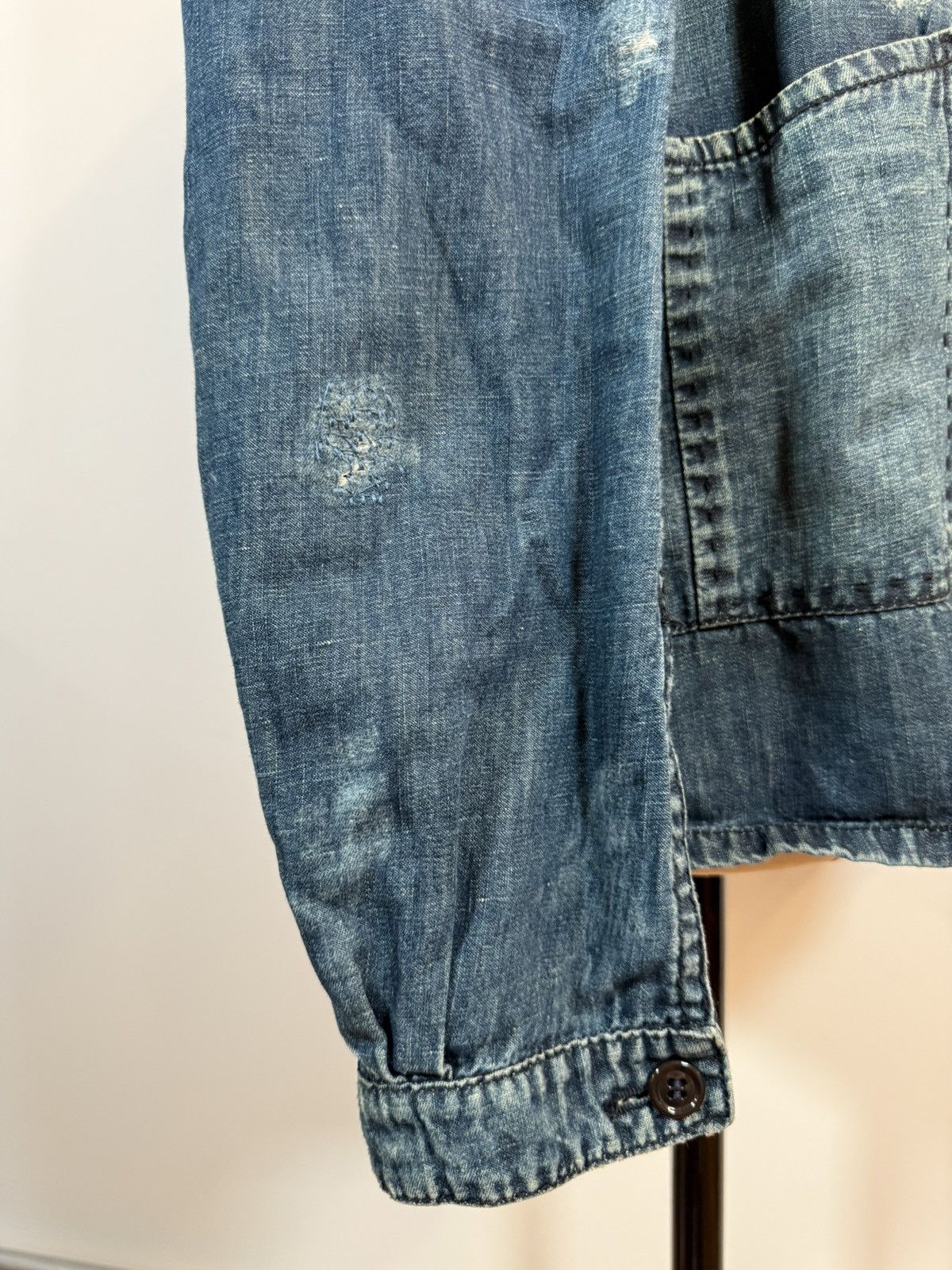 Yves Saint Laurent YSL SS2007 Cotton-Linen Denim Patchwork Chore Jacket - IT 54 Size US L / EU 52-54 / 3 - 11 Thumbnail