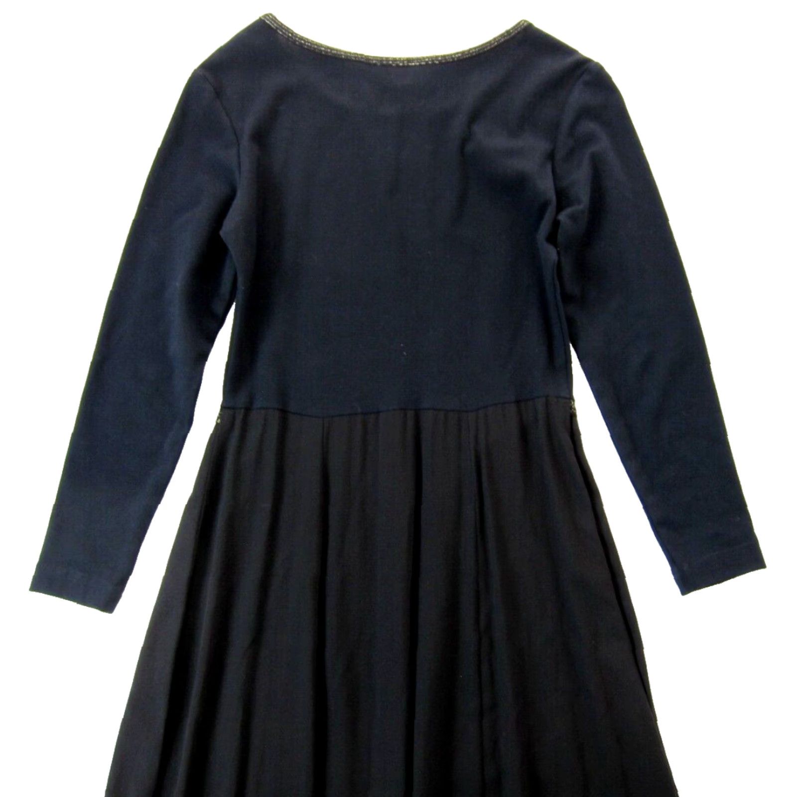 Vintage VINTAGE K.D. Spring Black Gold Cotton Stretch Long Sleeve Long Maxi Dress S Size S / US 4 / IT 40 - 5 Thumbnail