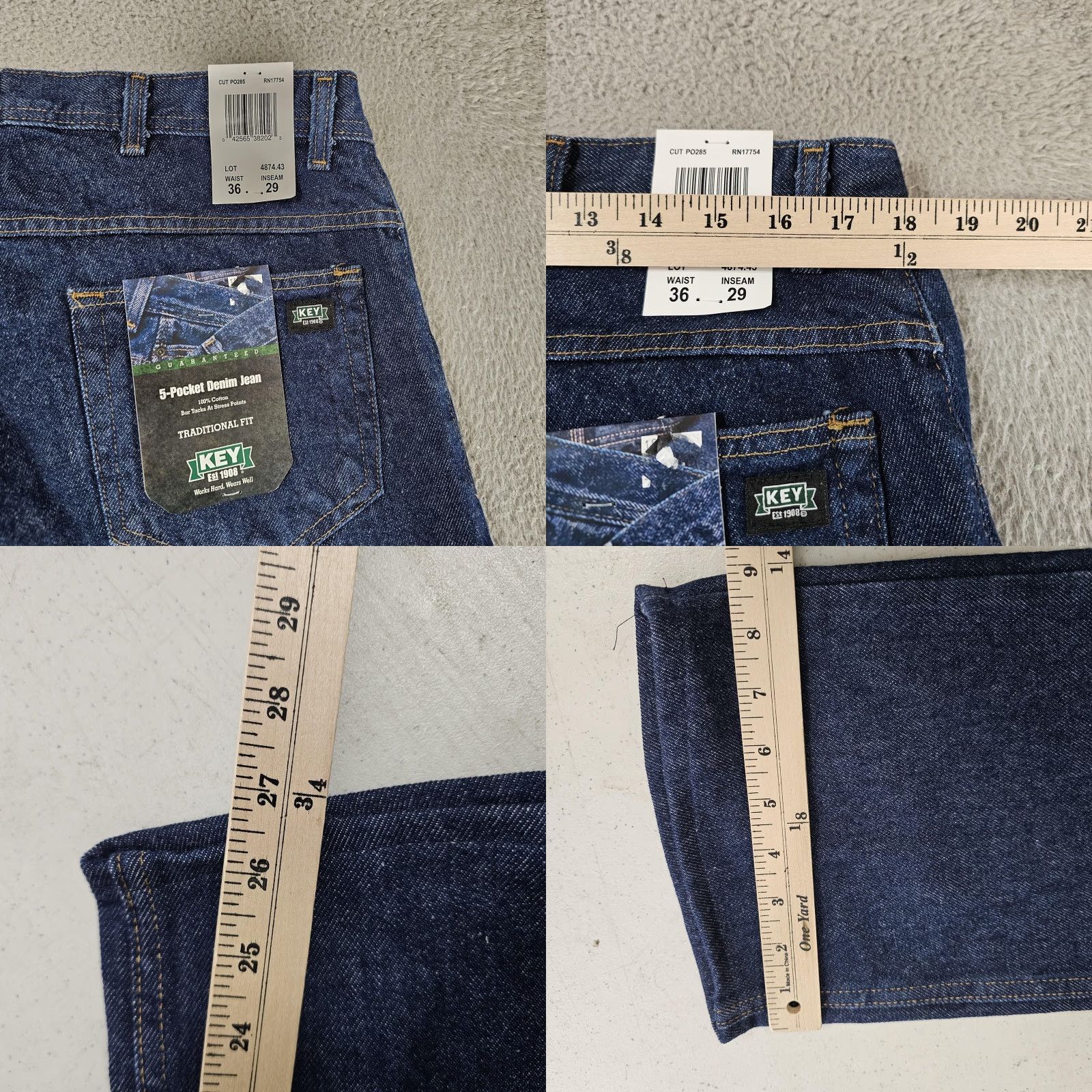Vintage VINTAGE Key 5-Pocket Denim Jeans Mens 36x29 Straight Leg Workwear (Note: Original notes show altered to 36x26; 29 inseam is actual tag) Size US 36 / EU 52 - 8 Thumbnail