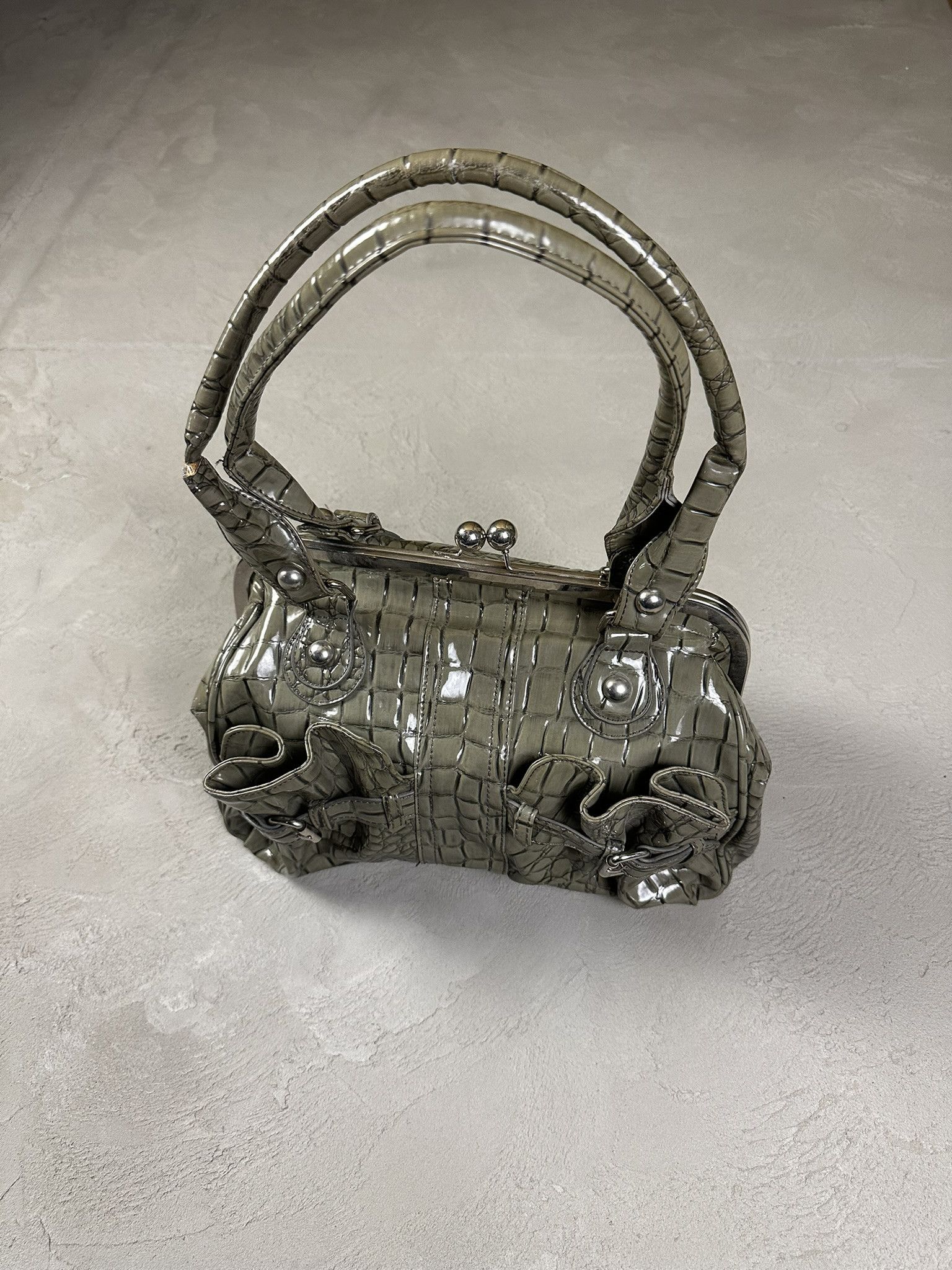 Avant Garde x Vintage Y2K Faux Leather Crocodile Shoulder Bag 2000S in Green, Women's