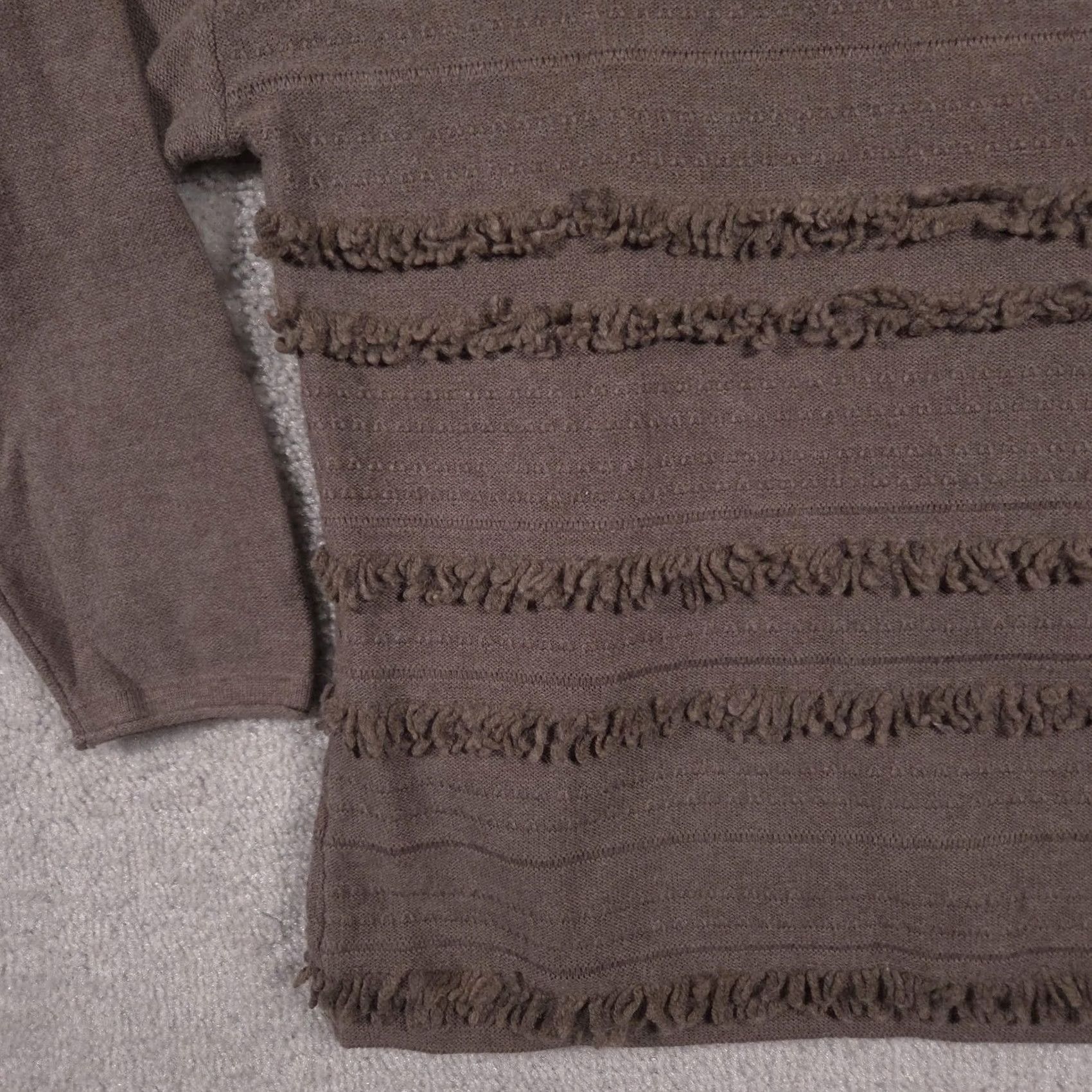 J. Jill J. Jill Sweater Womens Medium Brown Fringe Stripe Crewneck Pullover Knit Boho Size M / US 6-8 / IT 42-44 - 4 Thumbnail