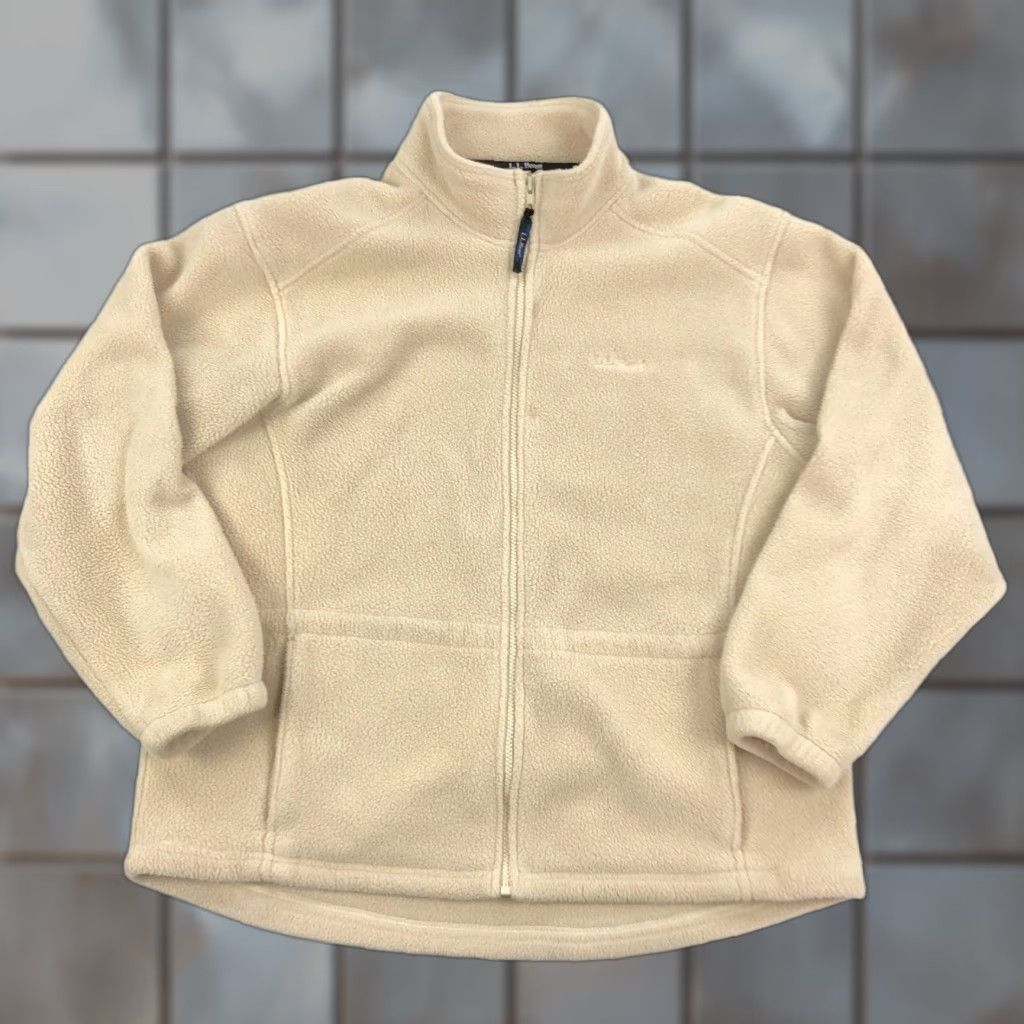Vintage VINTAGE LL Bean Fleece Jacket Womens L Beige USA 90s Windbreaker Logo Zipper Jacket Mens Womens Size L / US 10 / IT 46 - 1 Thumbnail