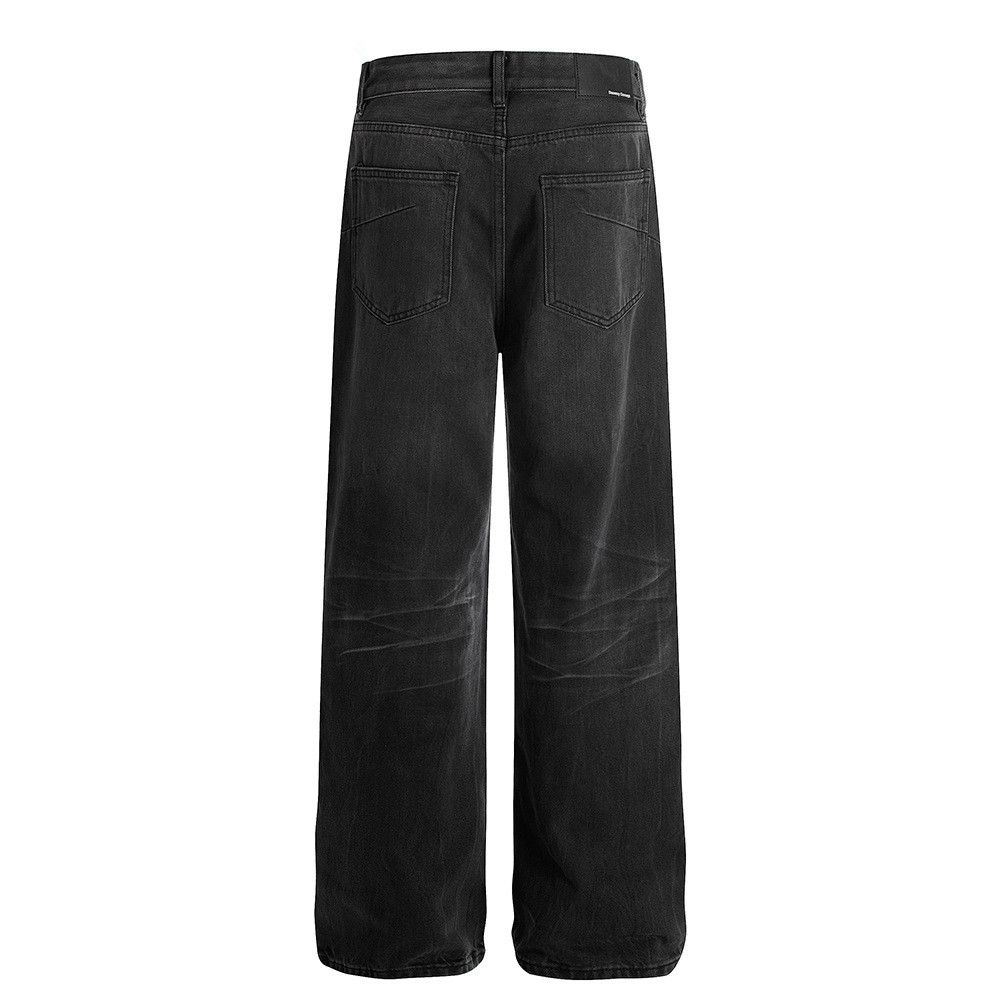 Jean American retro whiskered washed distressed straight jeans Size US 32 / EU 48 - 2 Thumbnail