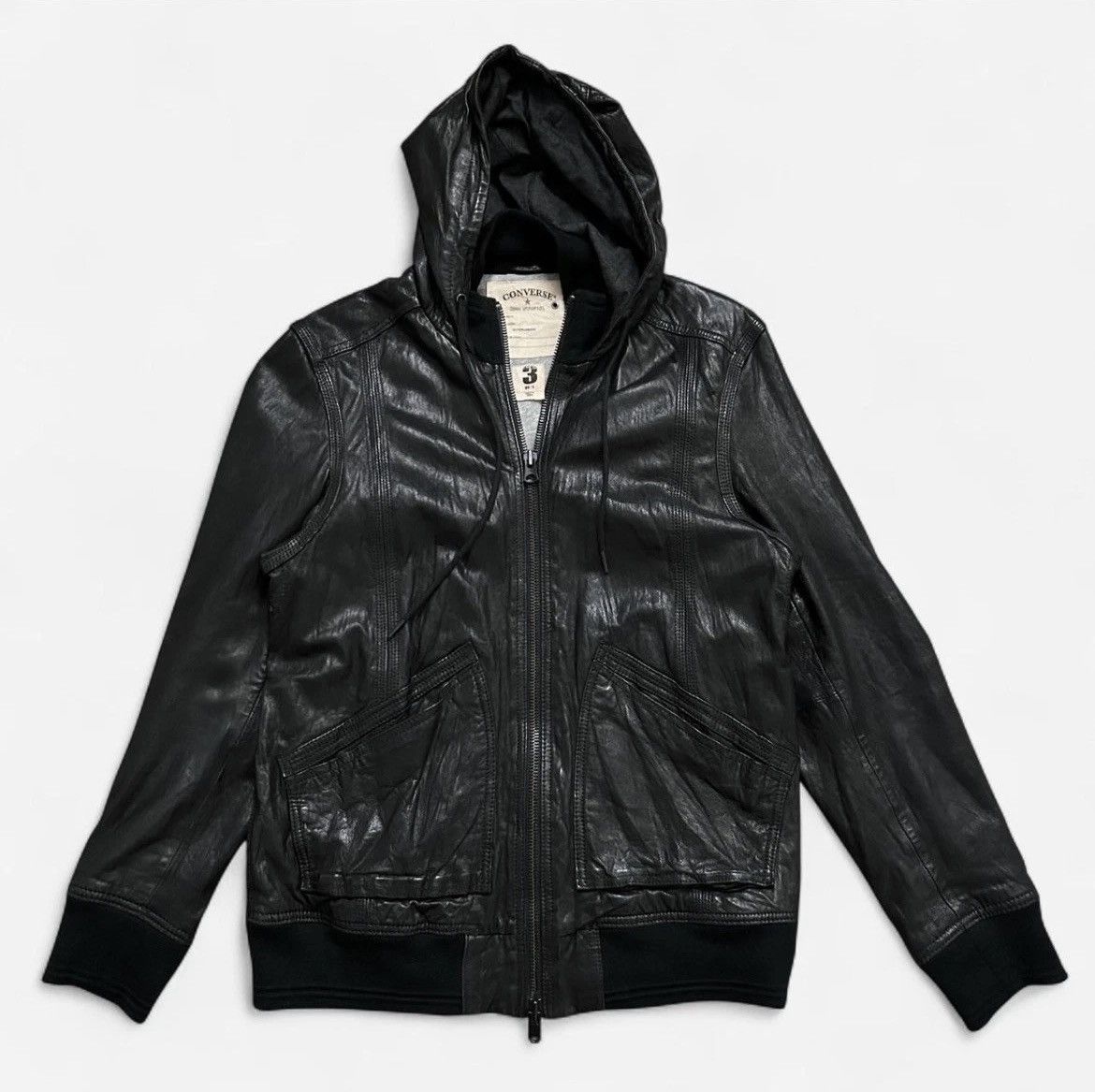 Converse × John Varvatos John Varvatos Converse hooded leather zip up jacket Size US L / EU 52-54 / 3 - 1 Thumbnail