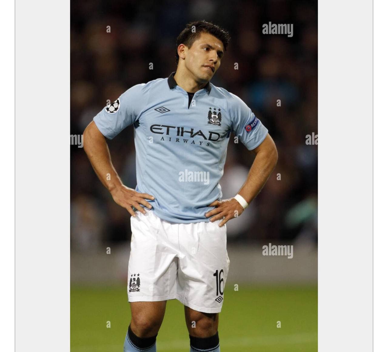 Umbro 2012/13 MANCHESTER CITY #16 AGUERO HOME SOCCER JERSEY SHIRT Size US M / EU 48-50 / 2 - 2 Thumbnail