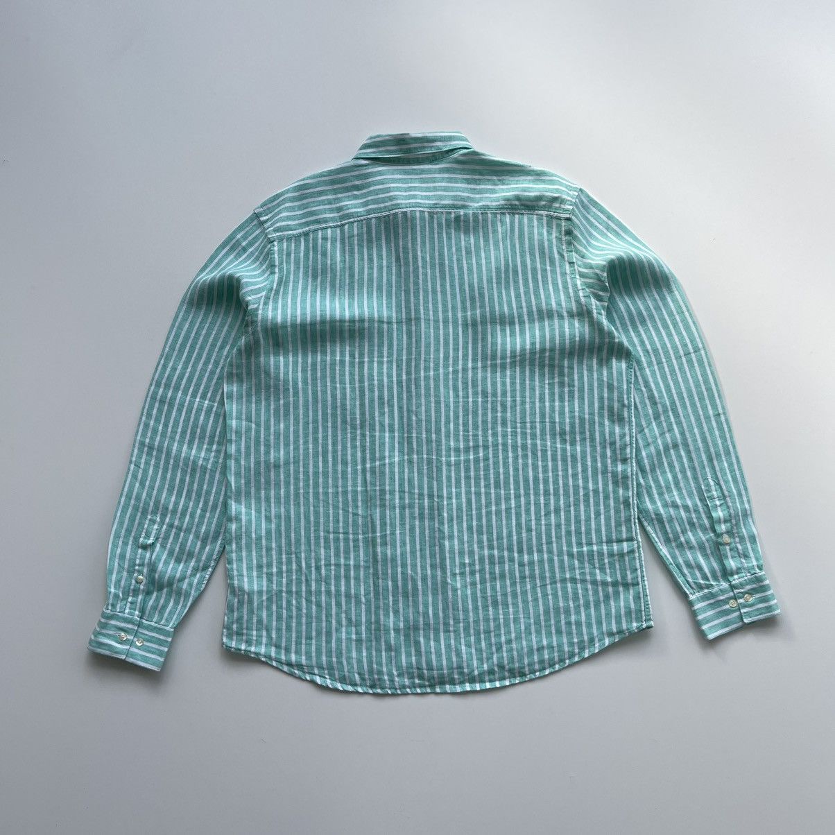 Lacoste × Vintage Lacoste Linen Flax Stripe Pocket Shirt Mint/White Size US XL / EU 56 / 4 - 3 Thumbnail