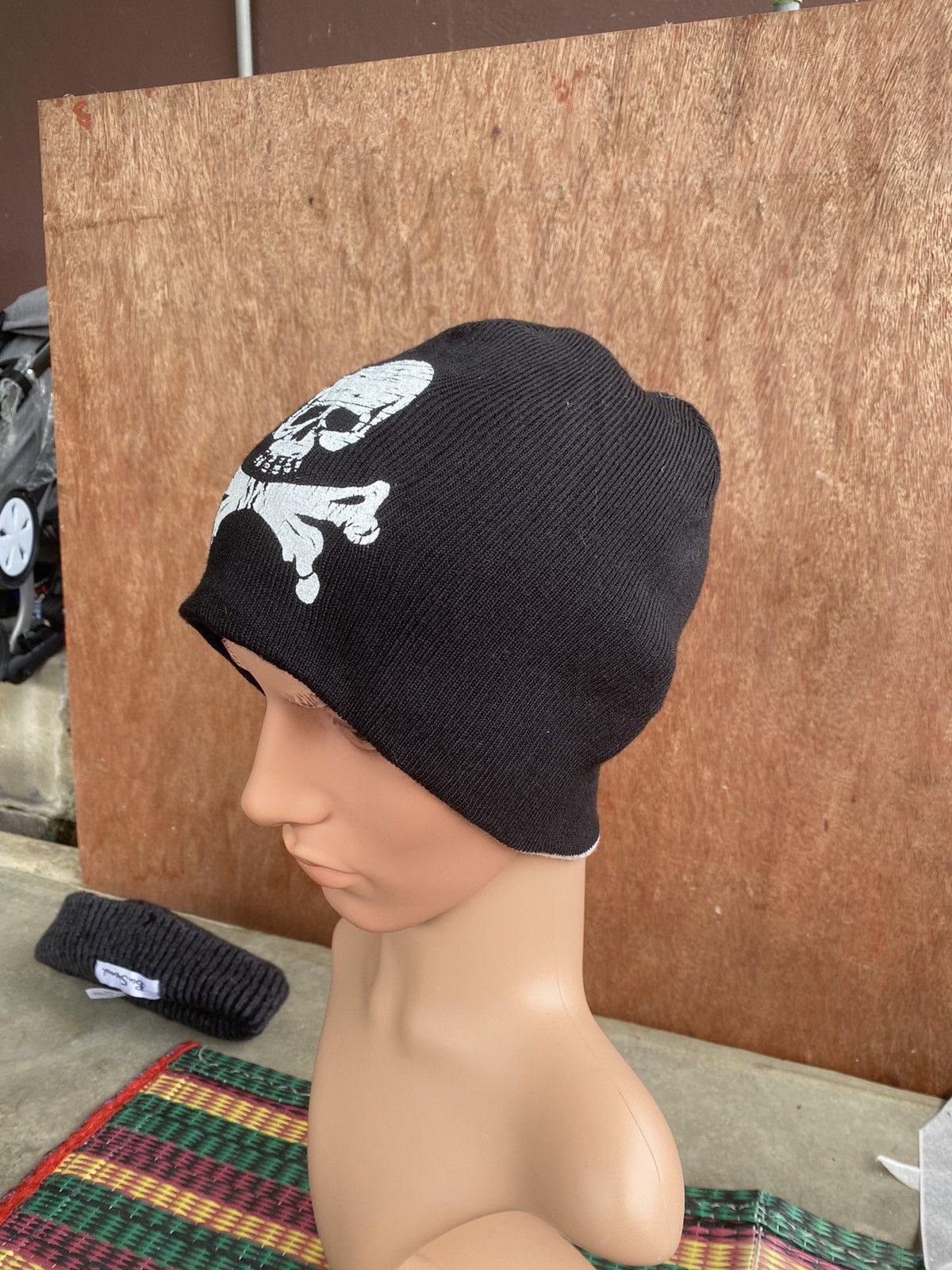 Vintage Skull Printed Reversible Beanie Hat Size ONE SIZE - 3 Thumbnail