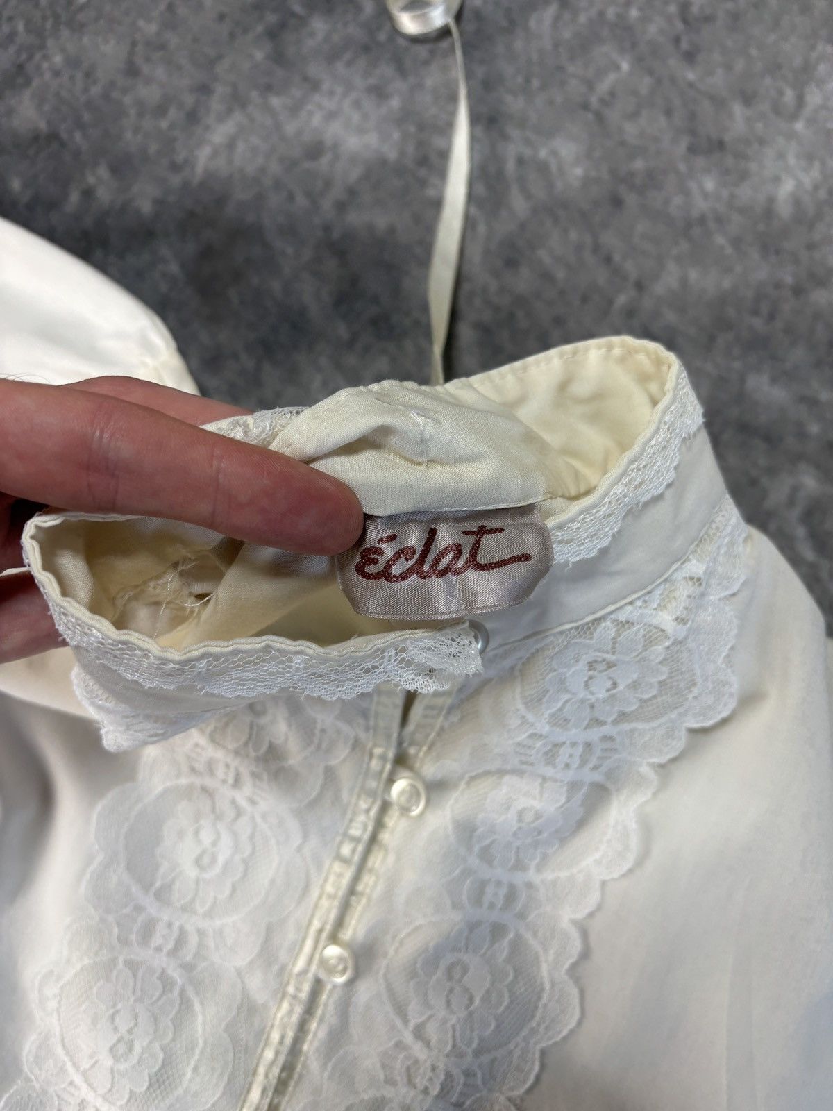 Vintage Lace Trim Victorian Style Vintage Dress Shirt Frilly Elcat Size S / US 4 / IT 40 - 3 Thumbnail