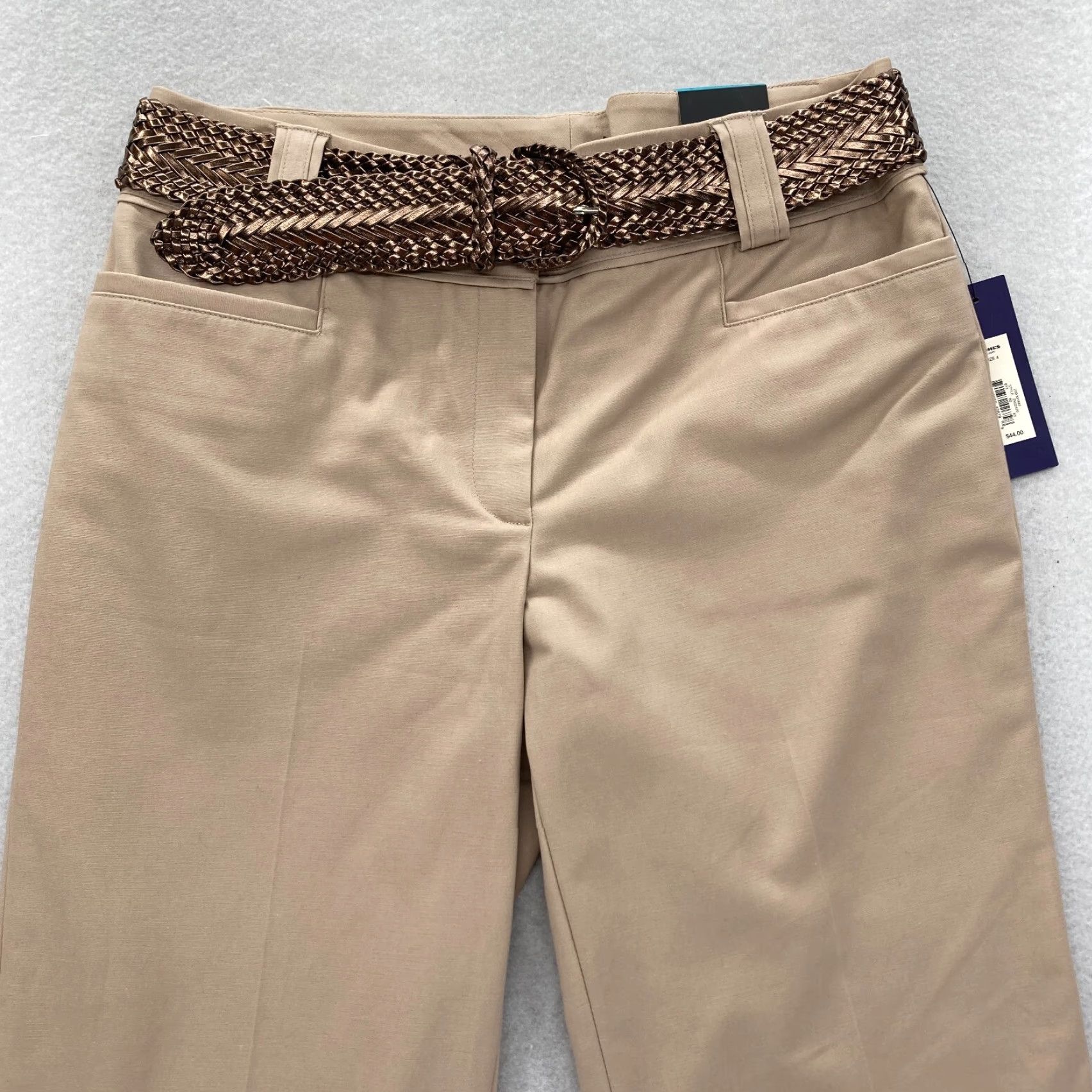 Apt. 9 Apt. 9 Maxwell Capri Pants Women's 4 Beige Stretch Mid Rise Straight Belted NWT Pants Size 26" / US 2 / IT 38 - 2 Thumbnail