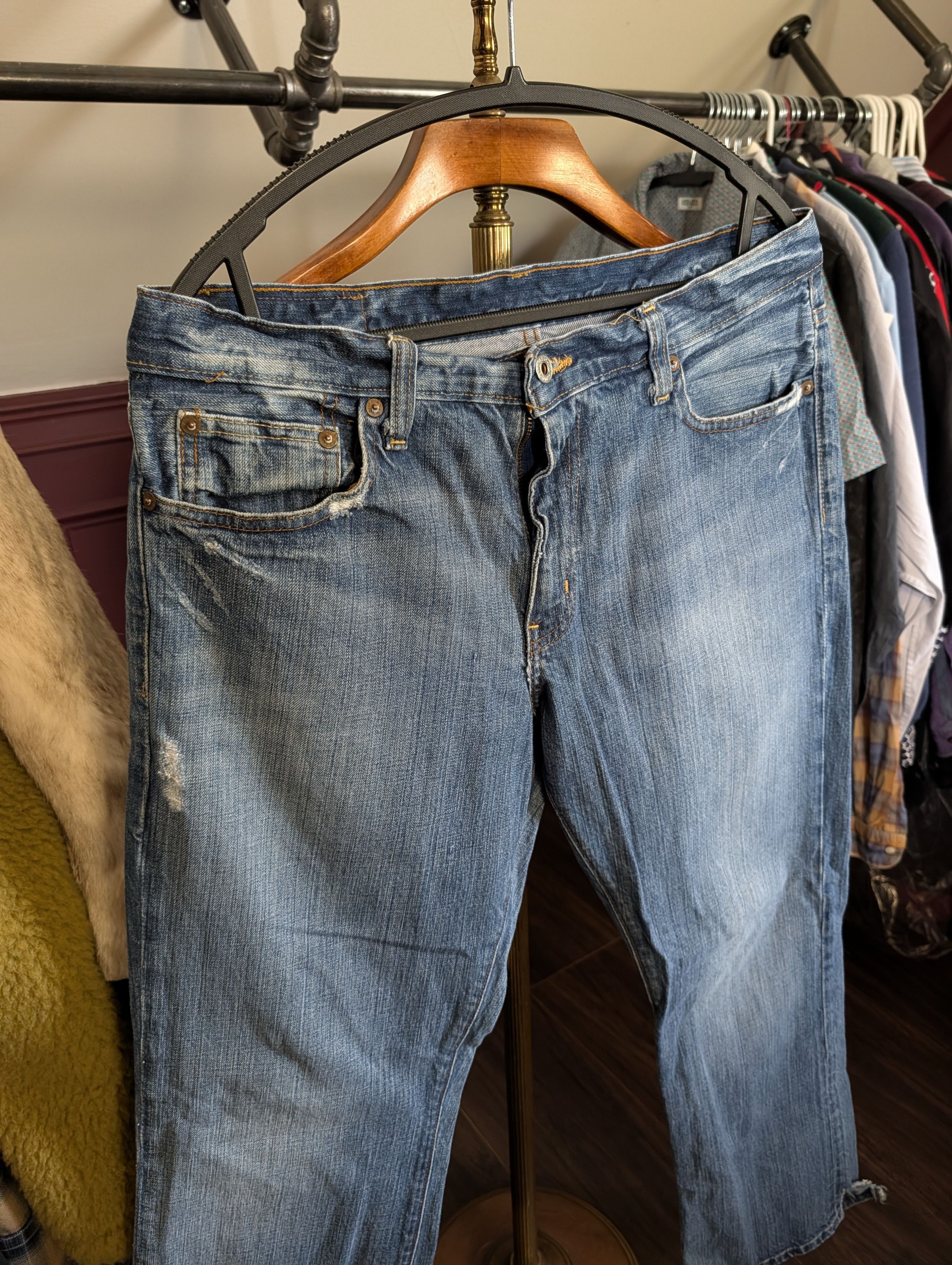 Polo Ralph Lauren Vintage Morrison distressed straight blue denim jeans Size US 32 / EU 48 - 2 Thumbnail