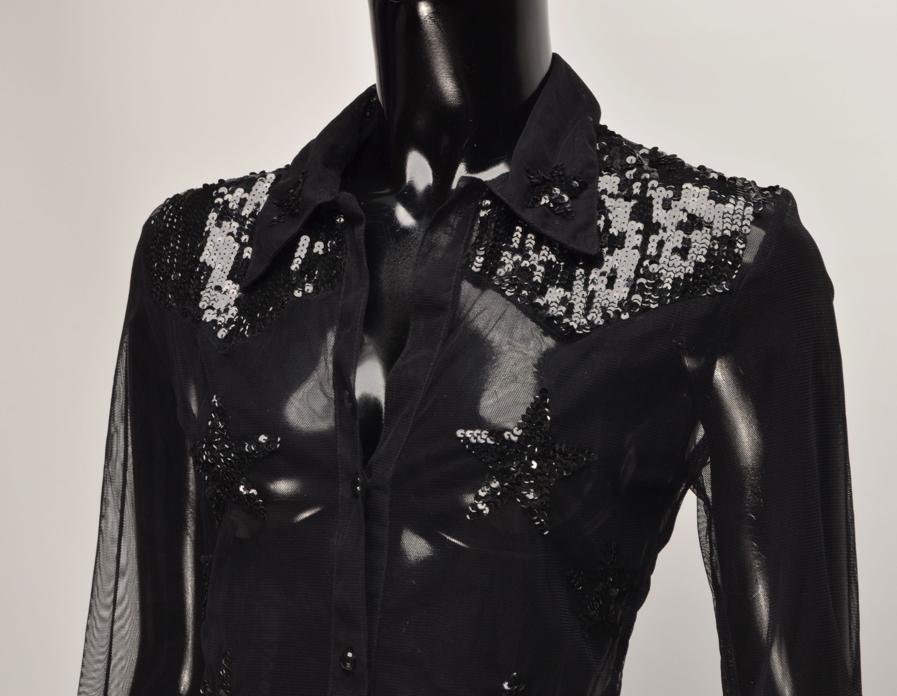 Morgan De Toi Vintage Morgan de Toi Y2K Mesh Stars Beaded Shirt Size M / US 6-8 / IT 42-44 - 7 Thumbnail