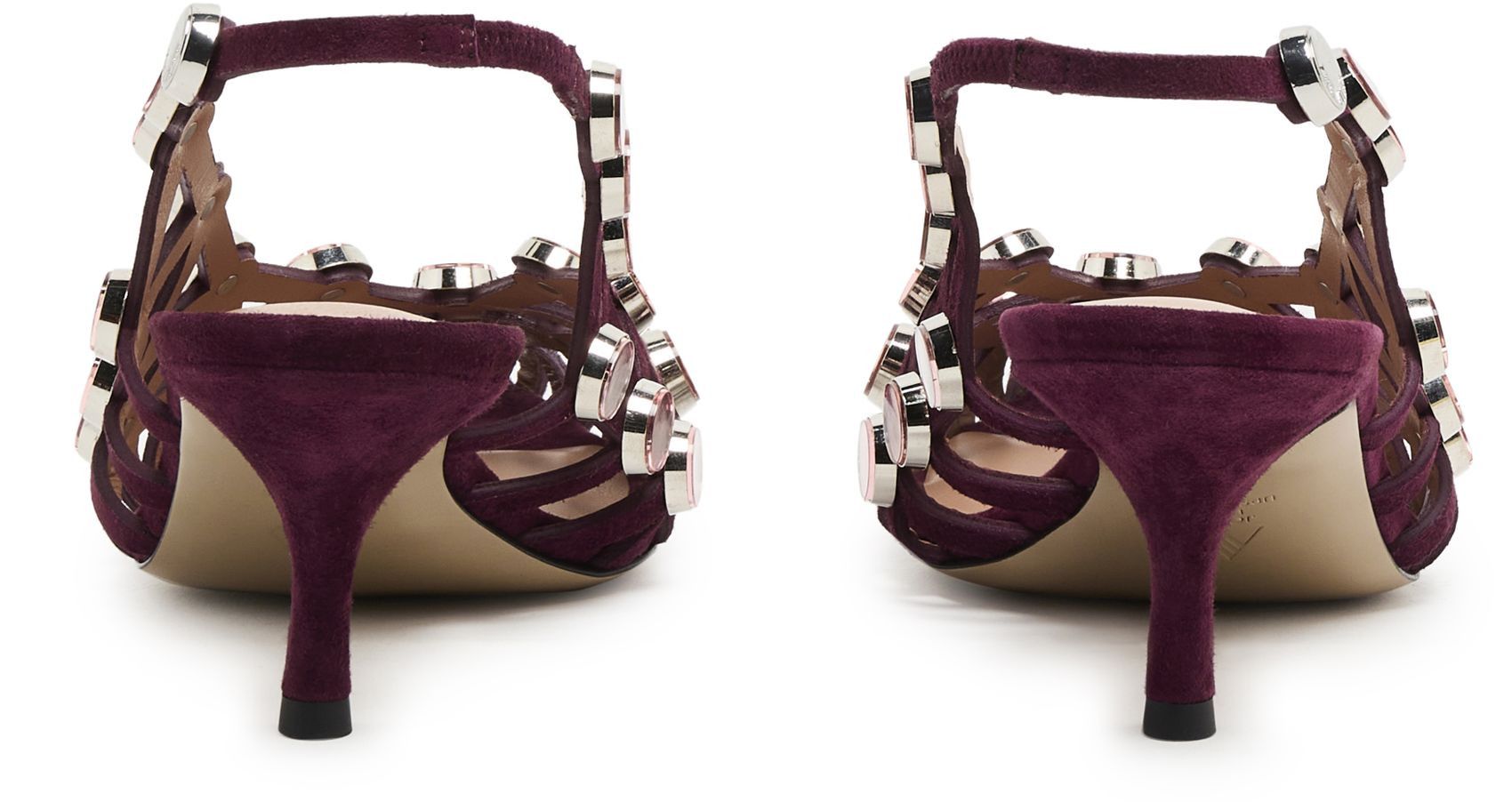 The Attico o1s22i1n0325 Grid Slingback Pumps in Burgandy Size US 9 / IT 39 - 4 Thumbnail