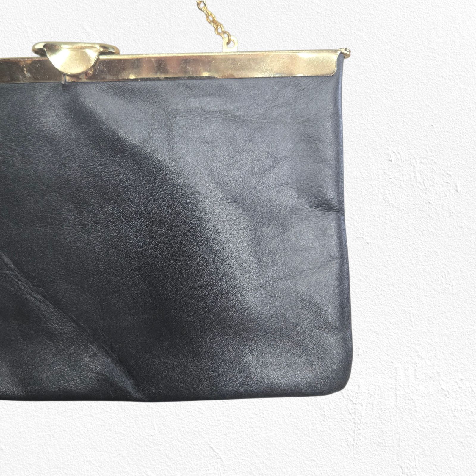 Vintage Vintage 1950s Black Leather Frame Evening Bag Size ONE SIZE - 12 Thumbnail