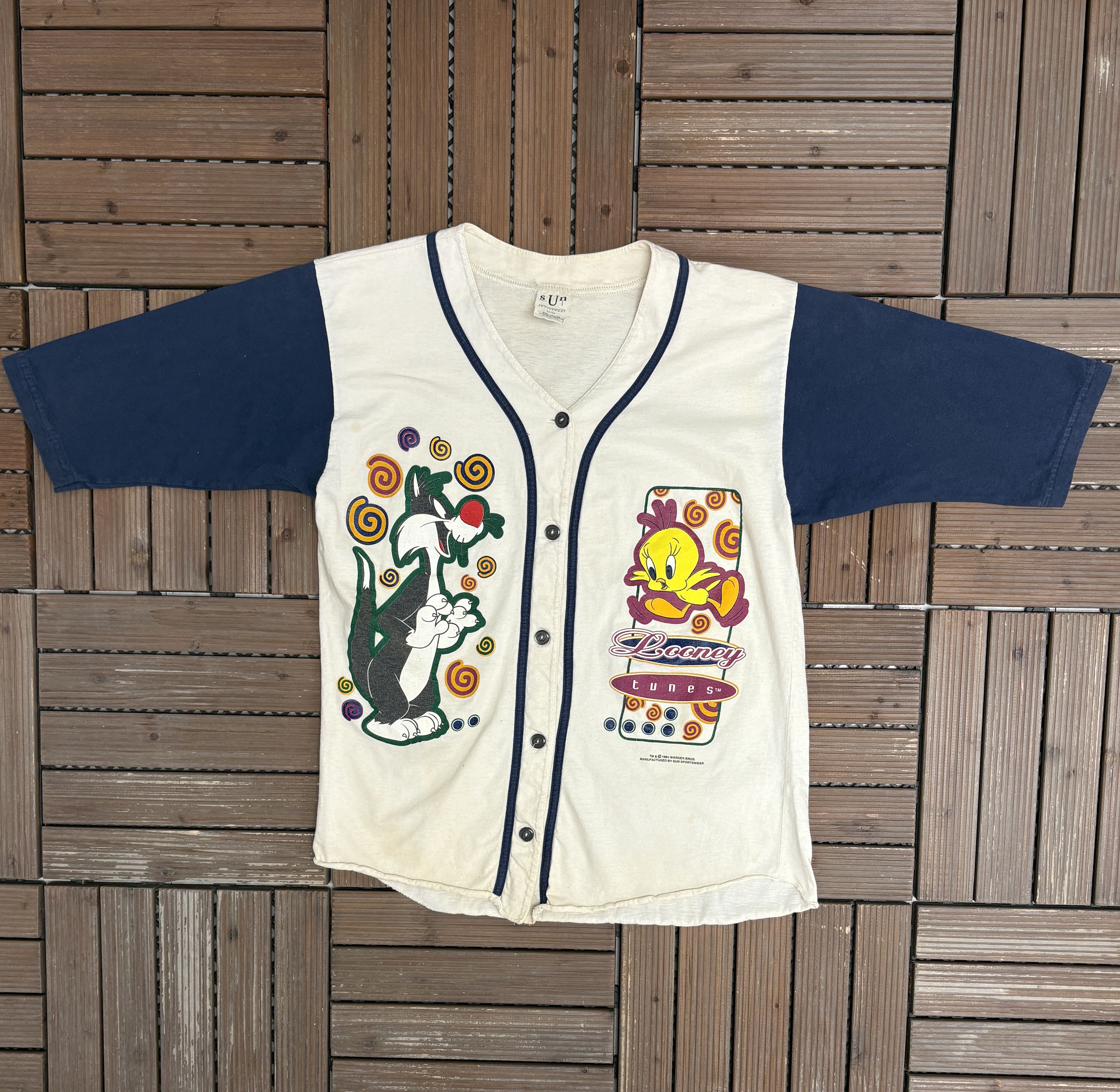 Vintage Looney Tunes Tweety Bird Vintage White Baseball Jersey Size US M / EU 48-50 / 2 - 1 Thumbnail