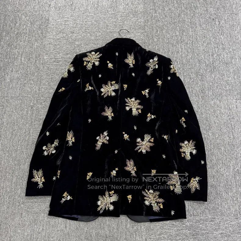 Gucci Gucci Gaoding beaded embroidered velvet suit jacket Size 48R - 5 Thumbnail