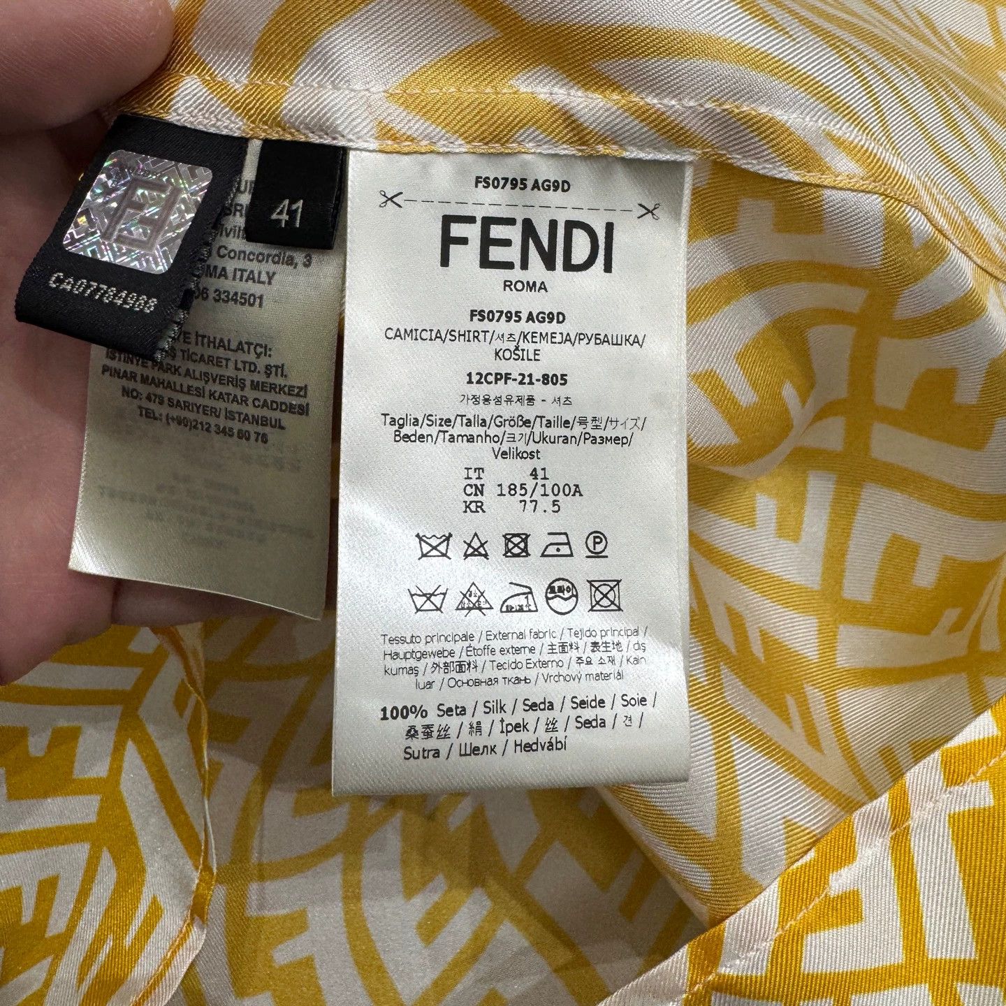 Fendi Fendi Twisted FF All Over Print Silk Short-Sleeve Shirt 41 Size US XS / EU 42 / 0 - 3 Thumbnail