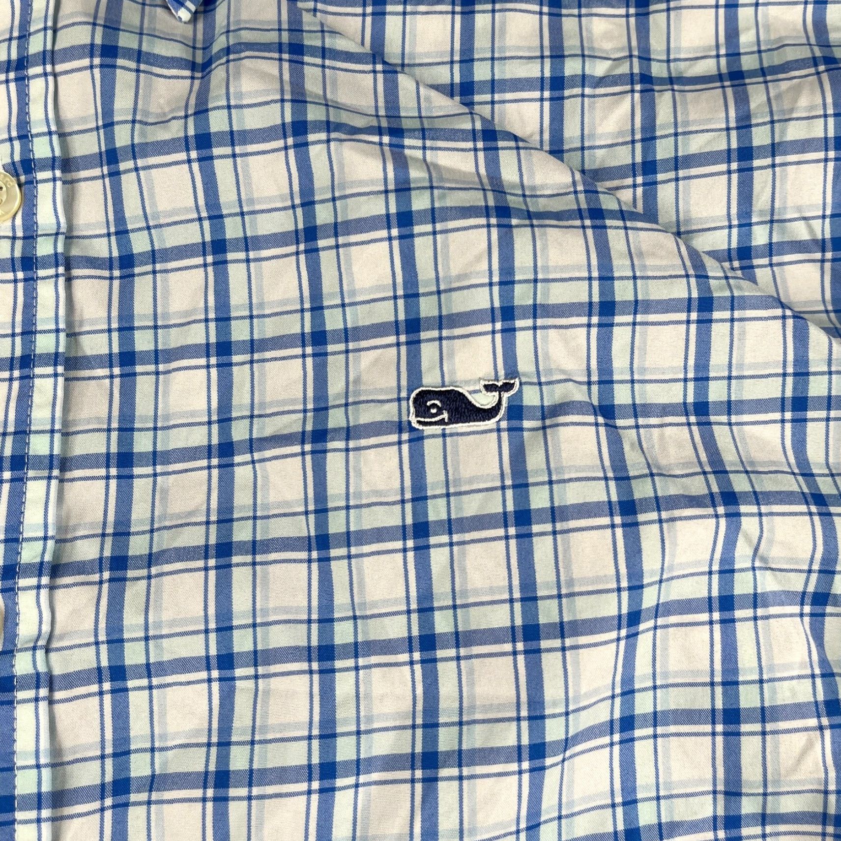Vineyard Vines Button-Up Shirt XL Blue Check Men Long Sleeve Classic Fit Button-Down Collared Nylon Spandex Lightweight