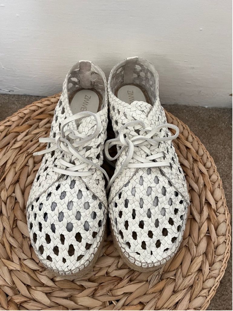 Zimmermann woven leather lace up espadrille Shoes, White 39 display picture 3