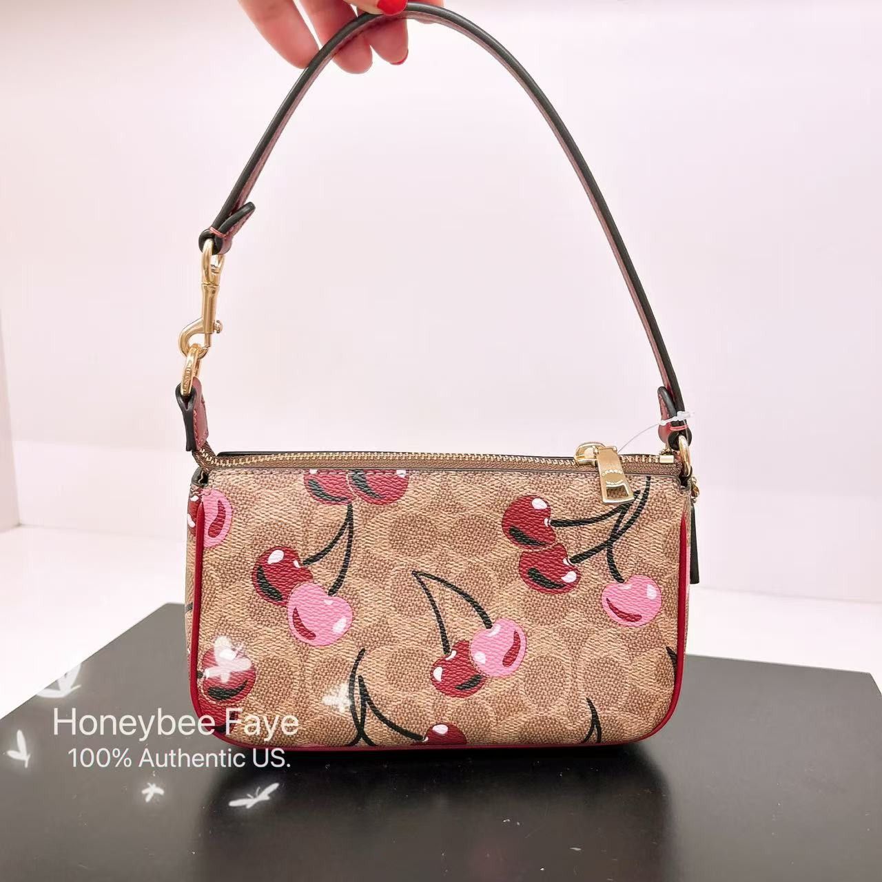 Coach 🍒 Nolita 19 In Signature Canvas With Cherry Print CZ011 Size ONE SIZE - 4 Thumbnail