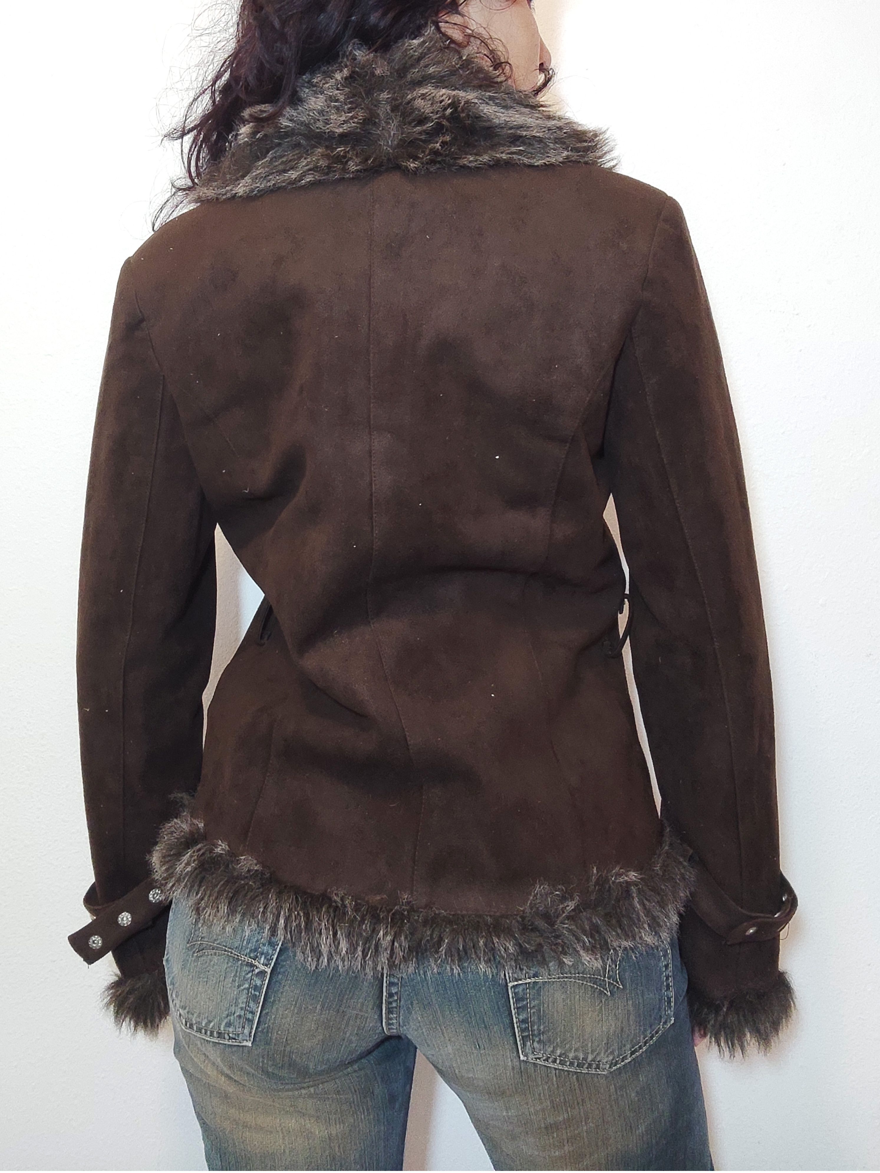 Vintage Vintage Y2k Brown Penny Lane Jacket with Faux Fur trim Size XL / US 12-14 / IT 48-50 - 3 Thumbnail