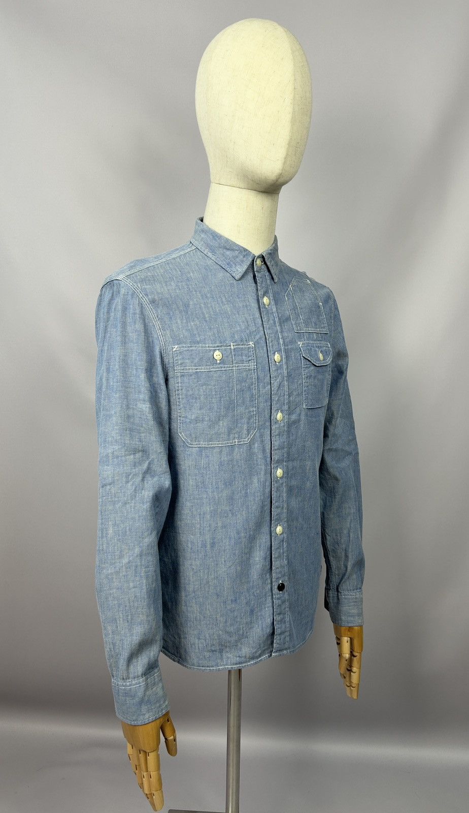 Allsaints Allsaints Kaufman Blue Linen Cotton Shirt Size M P2P 20'4" Size US M / EU 48-50 / 2 - 7 Thumbnail