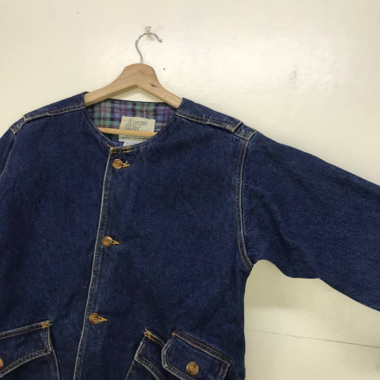 London Fog Vintage London Fog Collarless Denim Jacket Size US S / EU 44-46 / 1 - 6 Thumbnail