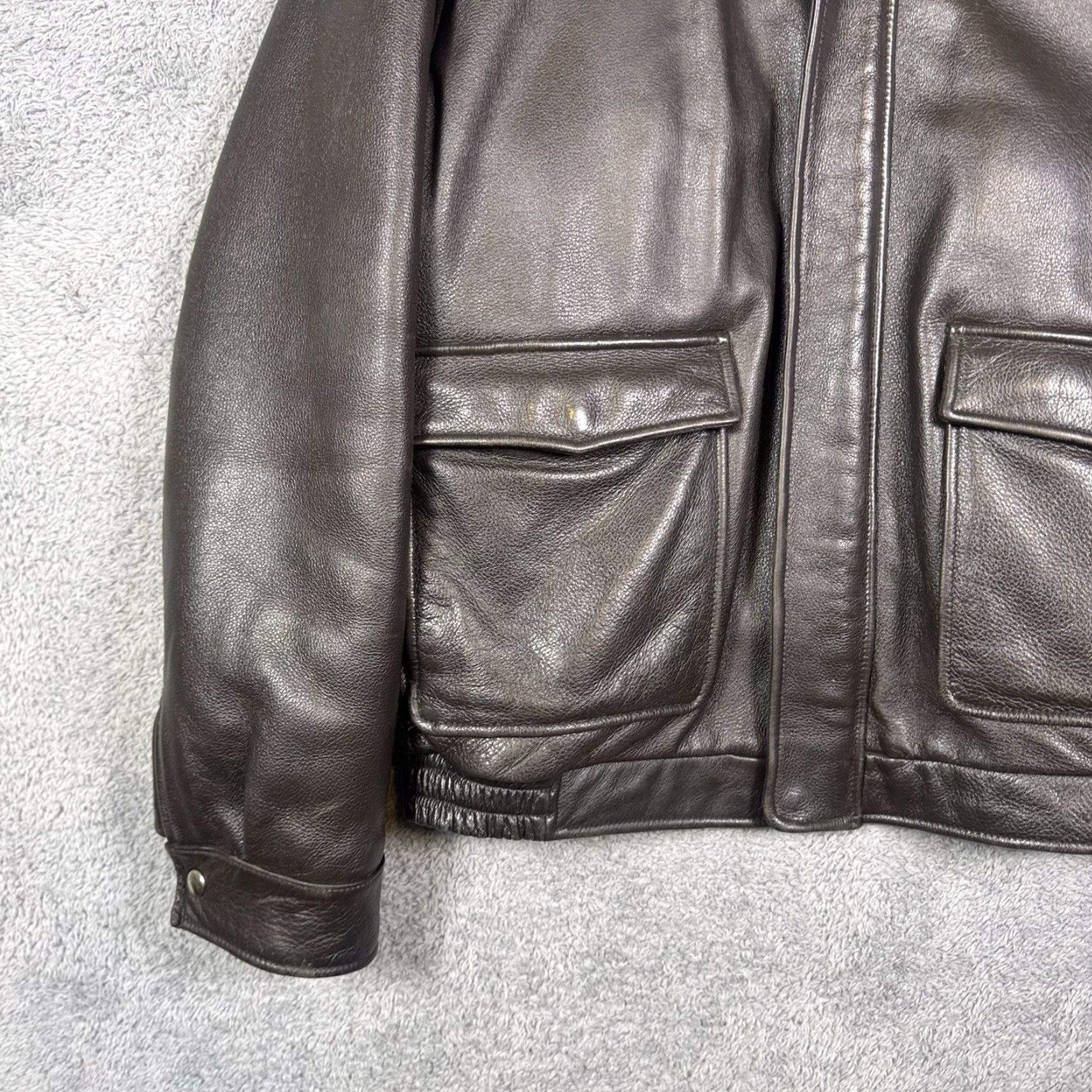 Jos. A. Bank Jos. A. Bank Jacket Men’s M Leather Full Zip Bomber Lined Removable Liner Brown Vintage? Size US M / EU 48-50 / 2 - 2 Thumbnail