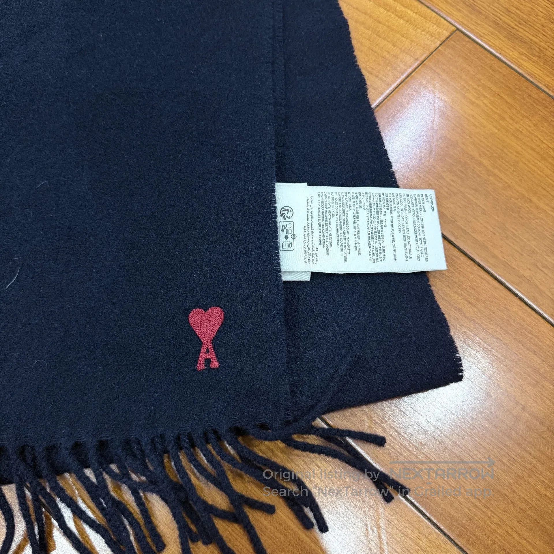 AMI AMI PARIS Navy Blue Wool Scarf. Size ONE SIZE - 2 Thumbnail