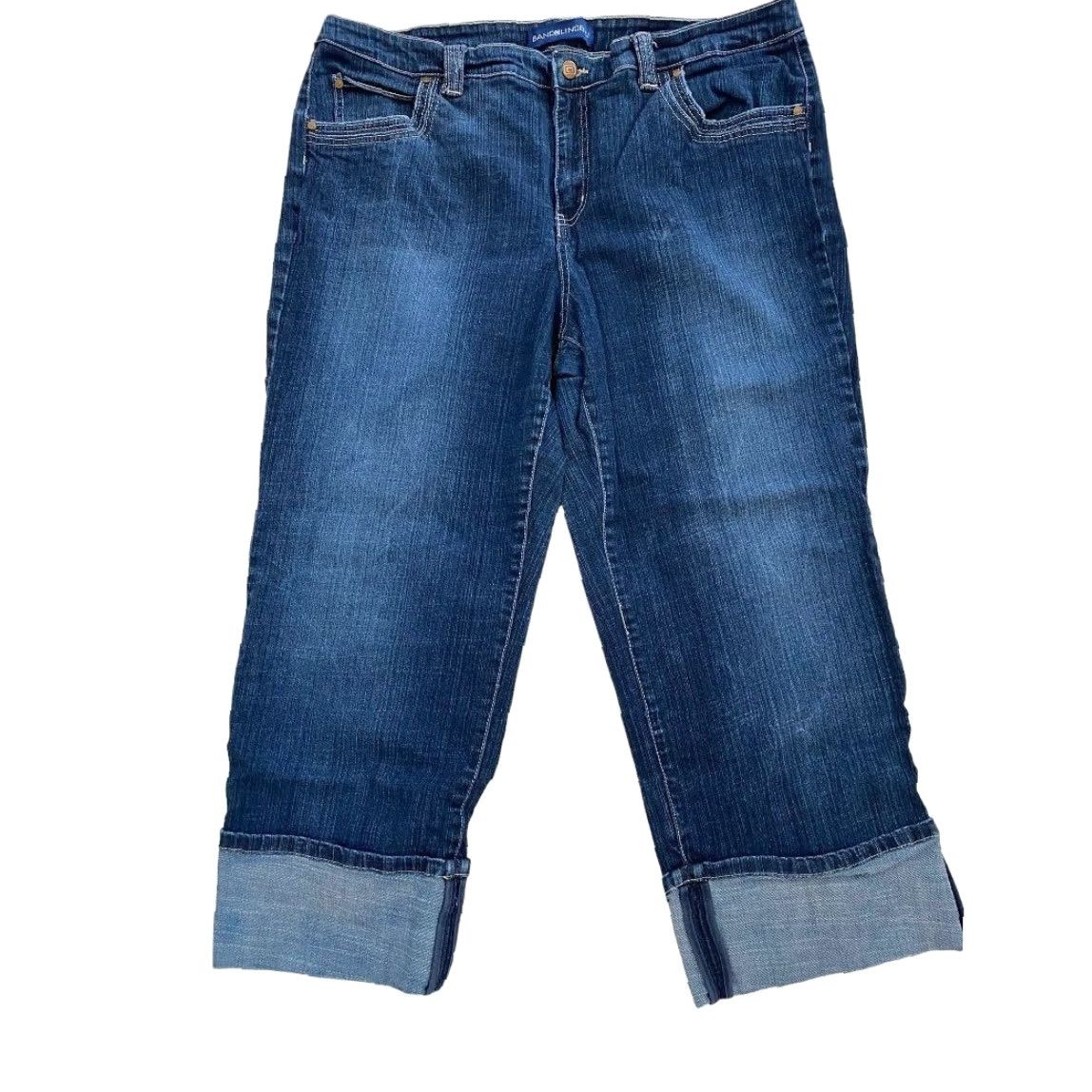 Vintage Bandolino Blu Jeans 18W Cropped Cuffed Denim Med Wash Blue Womens Size 40" / US 18 - 3 Thumbnail