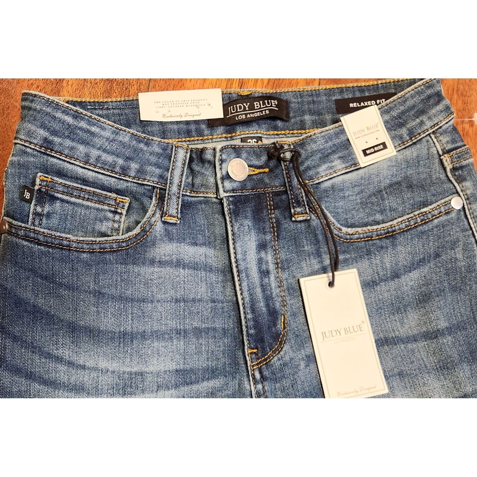 Denime JUDY BLUE Jeans Women's 26x26 Blue Relaxed Fit Mid Rise Stretch Denim Pants NWT Jeans Size 26" / US 2 / IT 38 - 4 Thumbnail
