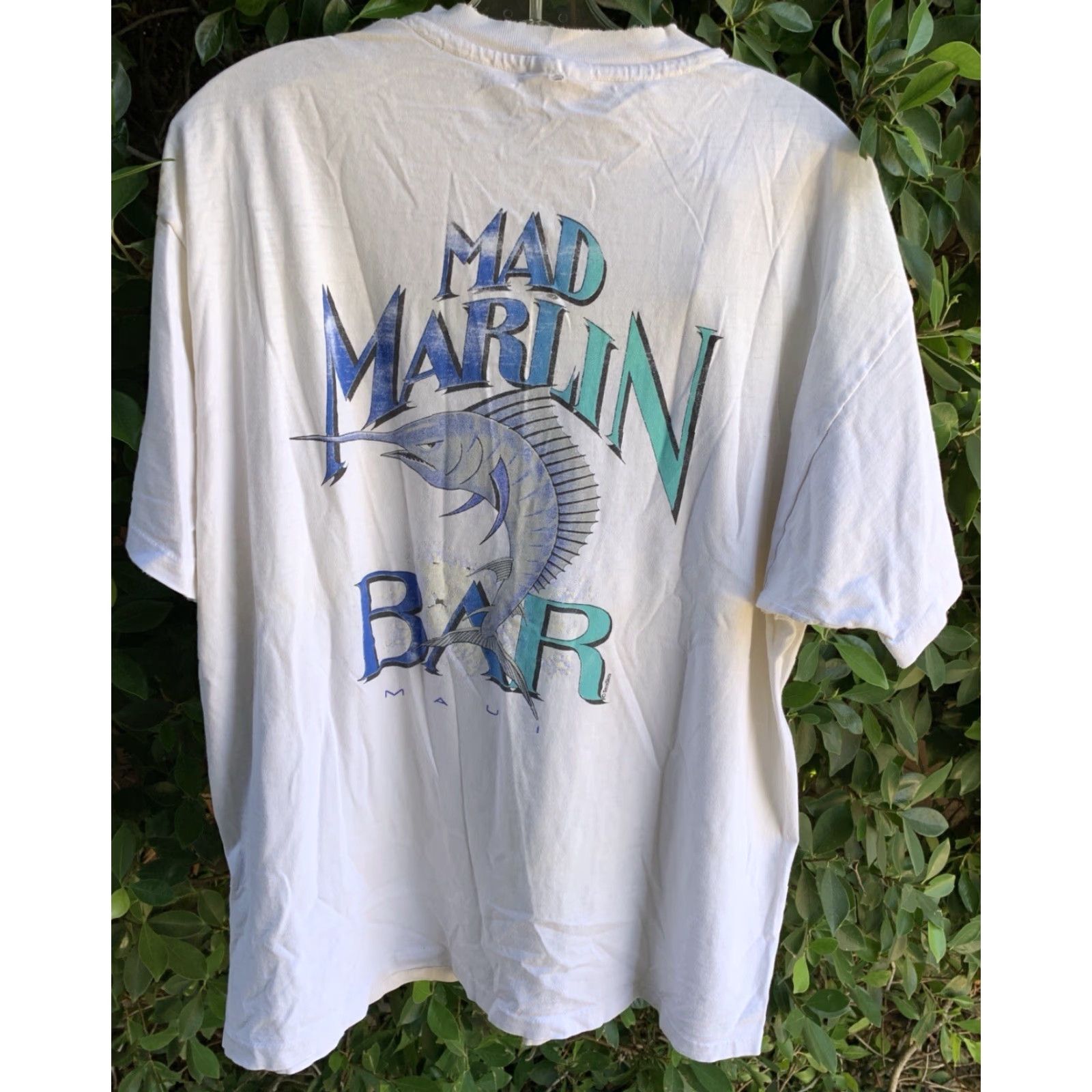 Thrasher VINTAGE Maui T Shirt Men XL White Bar Maui Mad Marlin Distressed Holes Thrashed Vintage Shirt Men XL White Hawaiian Fish 90s Size US XL / EU 56 / 4 - 7 Thumbnail